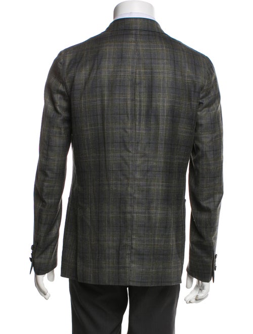 Isaia Wool Plaid Print Blazer