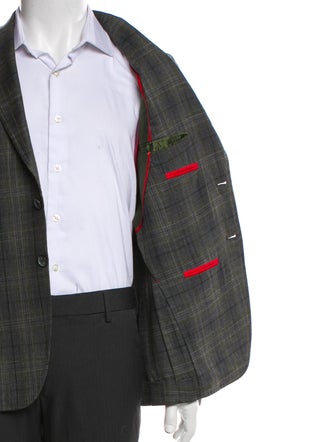 Isaia Wool Plaid Print Blazer