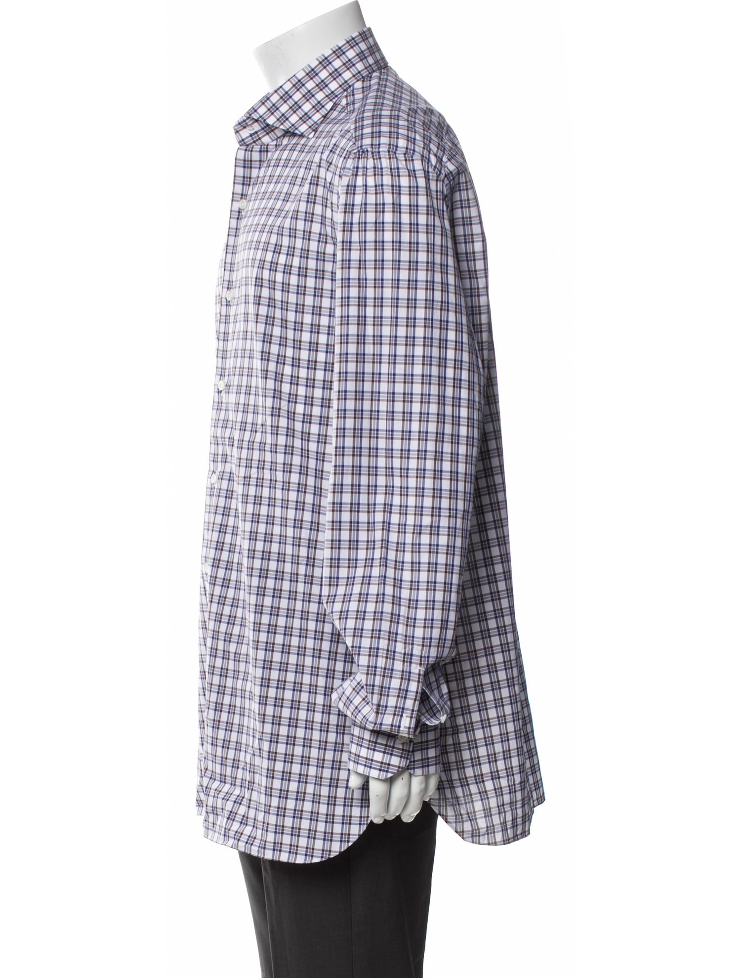 Isaia Plaid Print Long Sleeve Dress Shirt