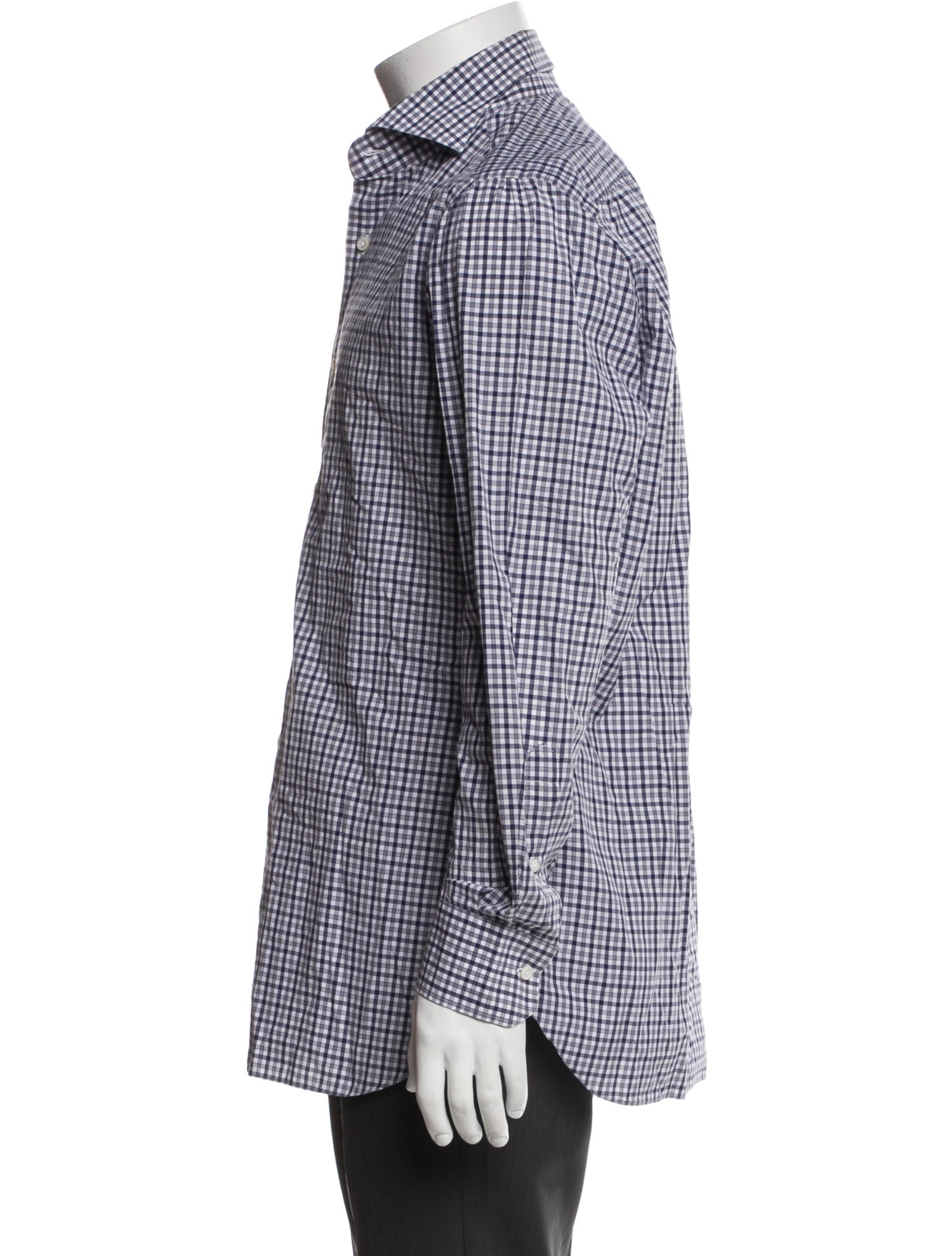 Isaia Plaid Print Long Sleeve Dress Shirt