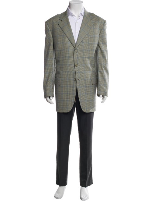 Isaia Wool Houndstooth Print Blazer