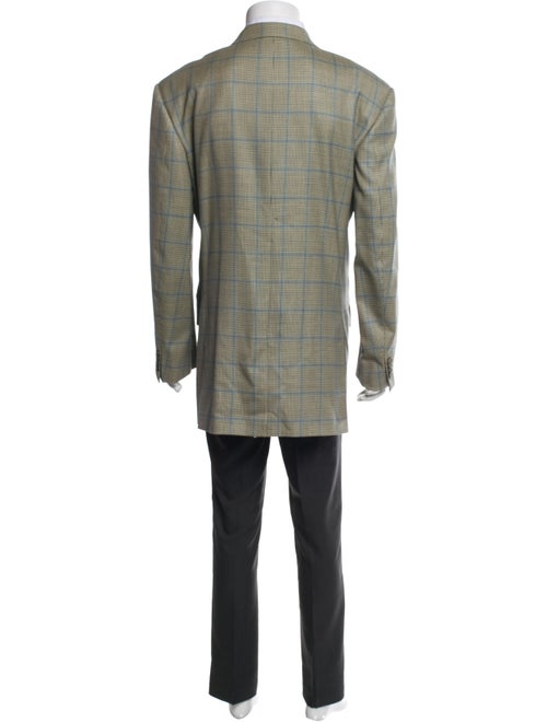 Isaia Wool Houndstooth Print Blazer