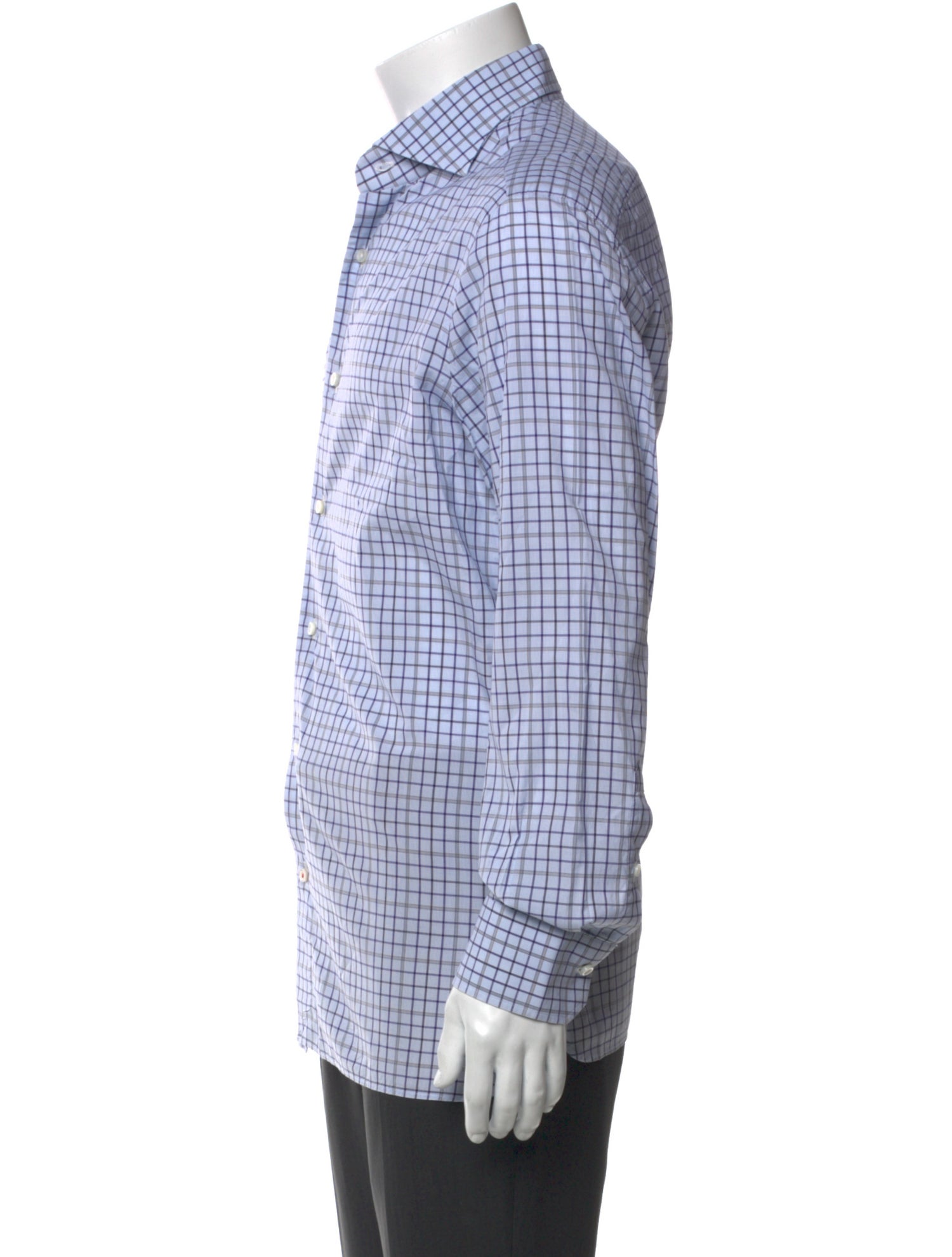 Isaia Plaid Print Long Sleeve Dress Shirt