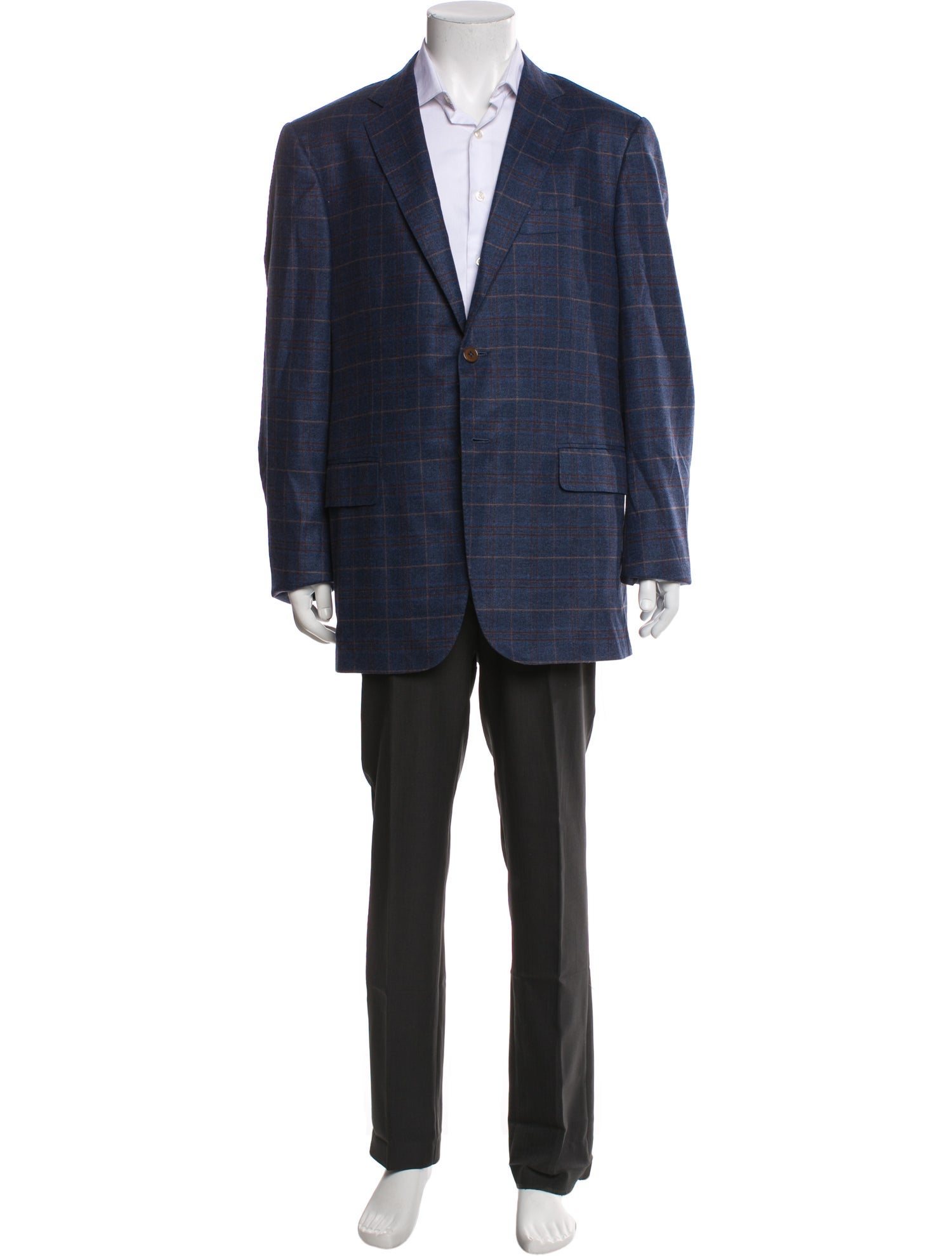 Isaia Silk Plaid Print Blazer