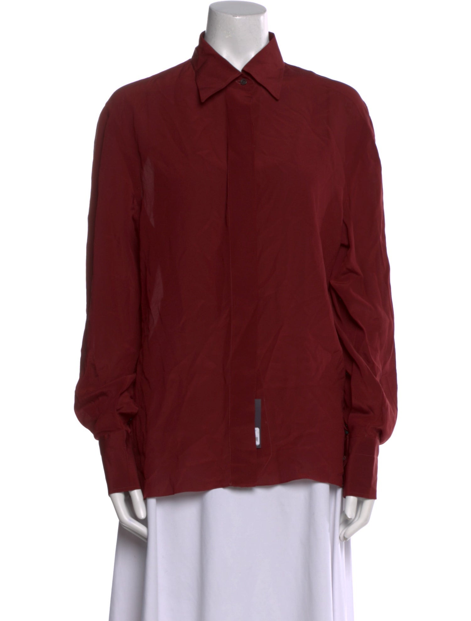 Isaia Silk Long Sleeve Button-Up Top