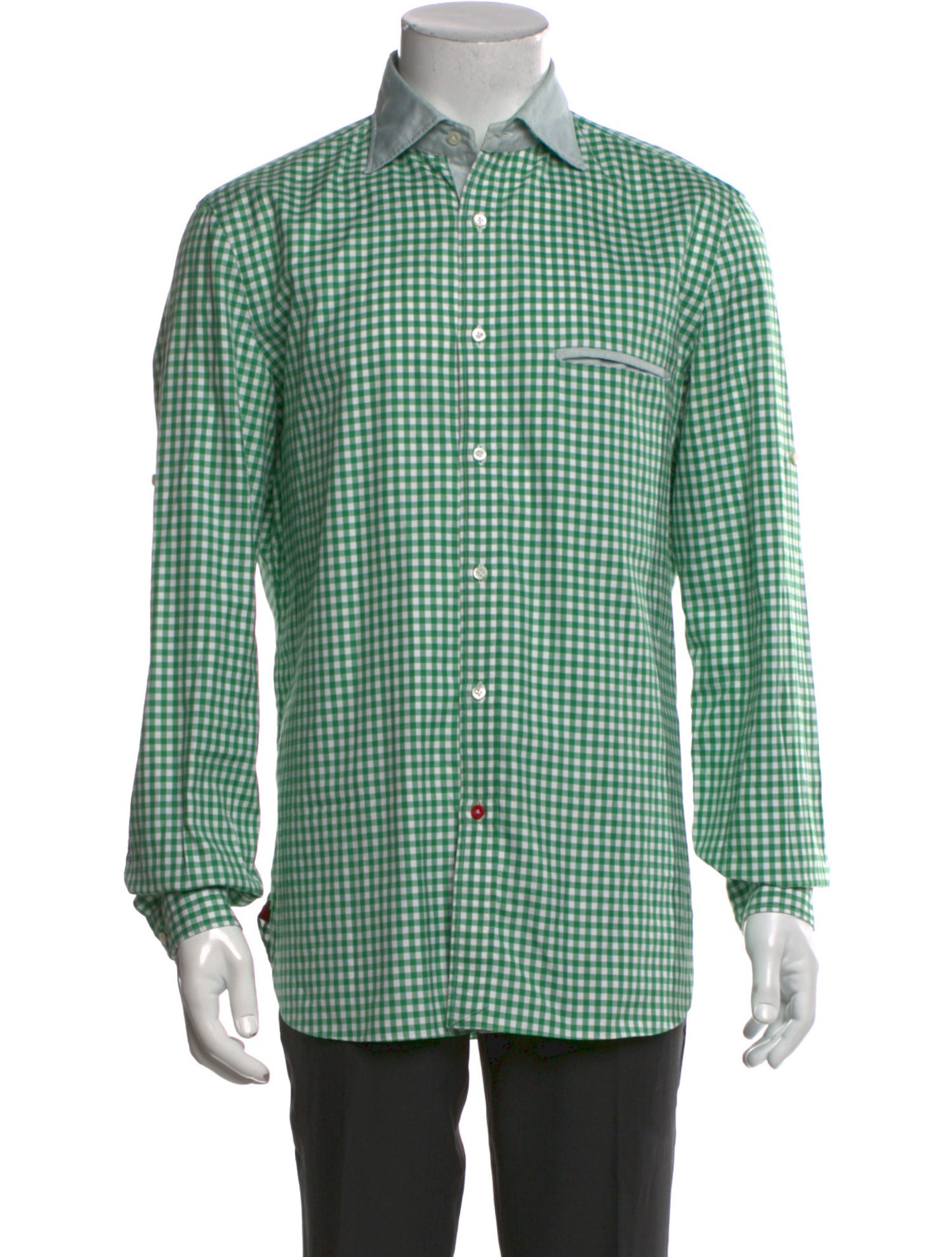 Isaia Plaid Print Long Sleeve Dress Shirt