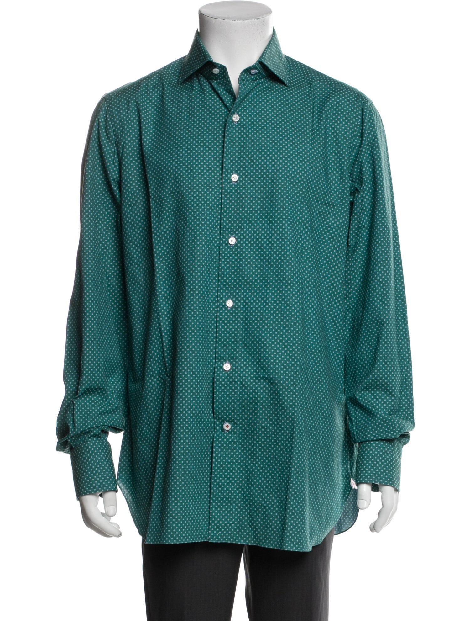 Isaia Polka Dot Print Long Sleeve Shirt