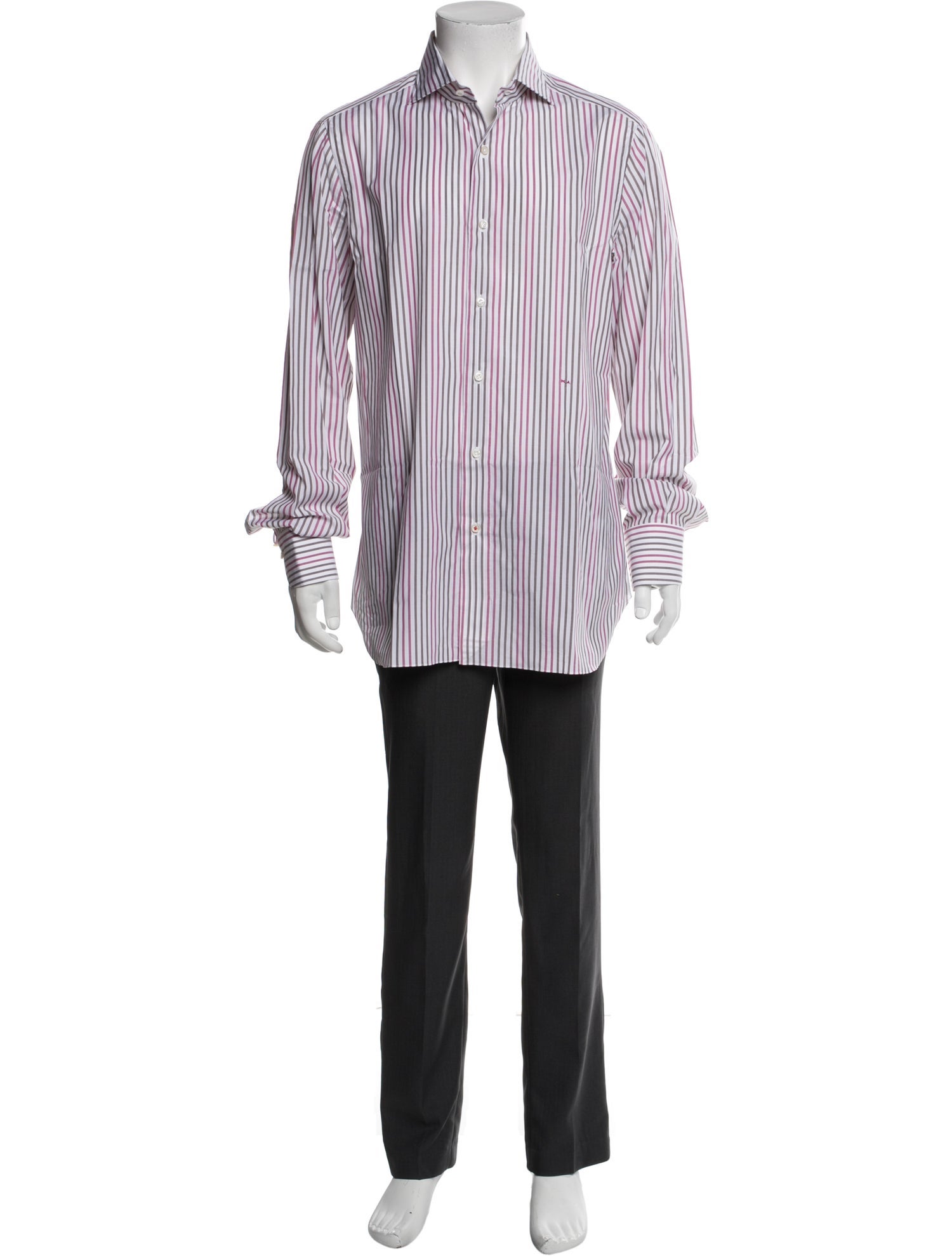 Isaia Striped Long Sleeve Dress Shirt