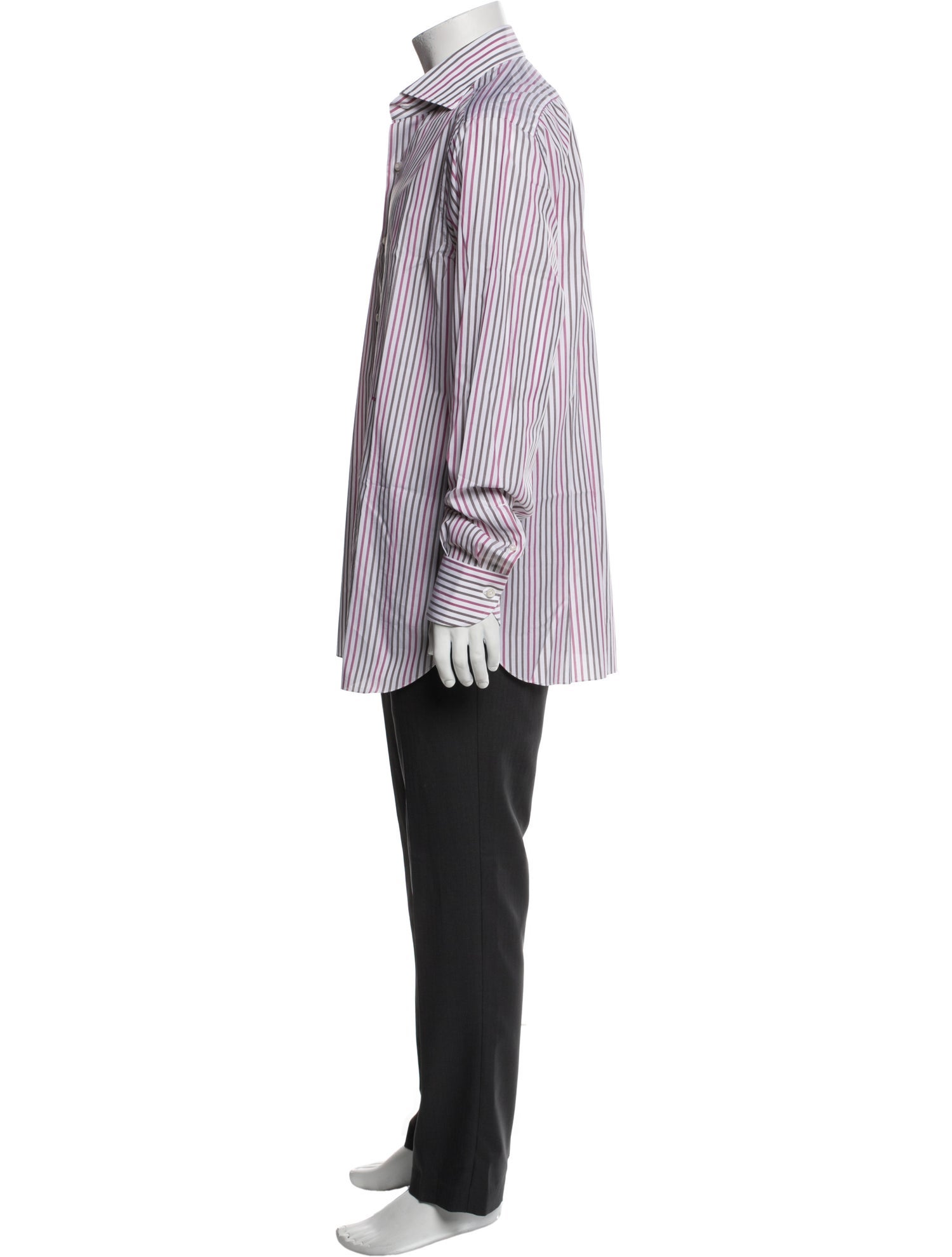 Isaia Striped Long Sleeve Dress Shirt