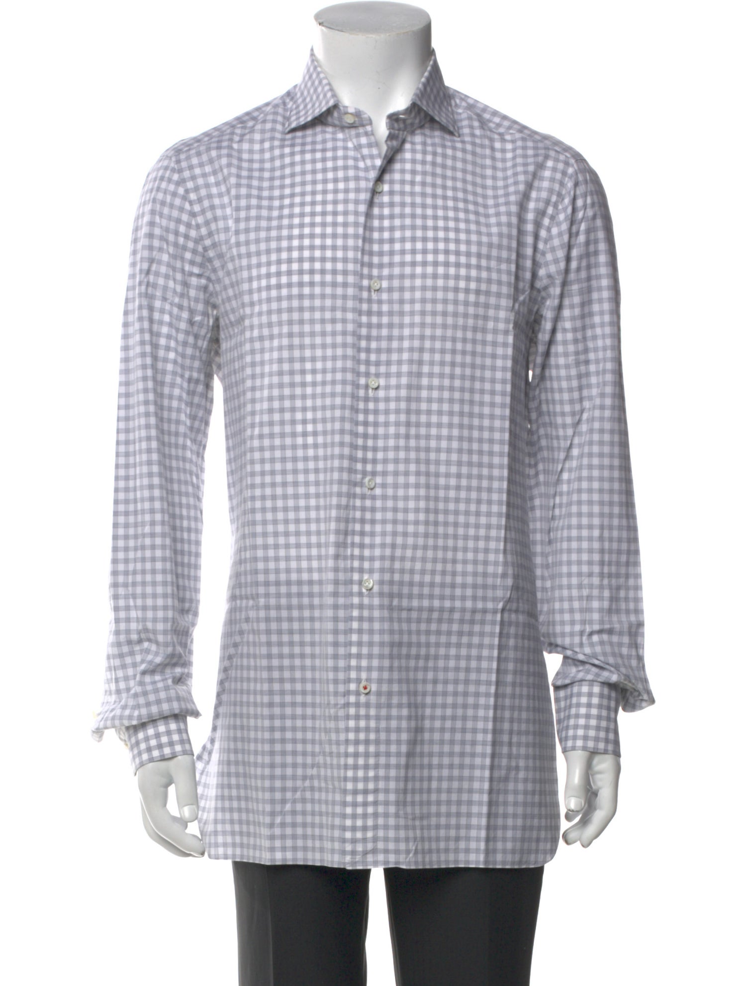 Isaia Plaid Print Long Sleeve Dress Shirt