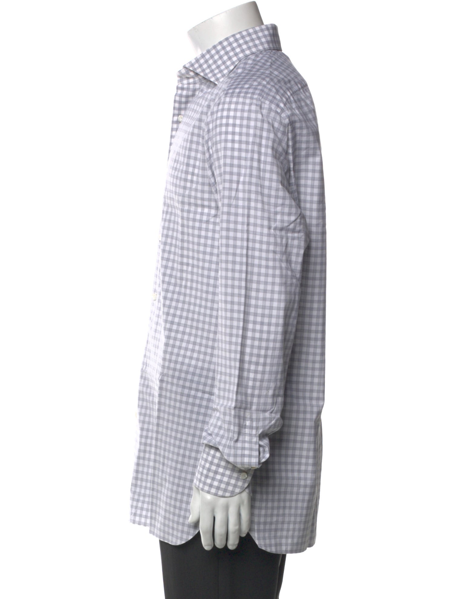 Isaia Plaid Print Long Sleeve Dress Shirt