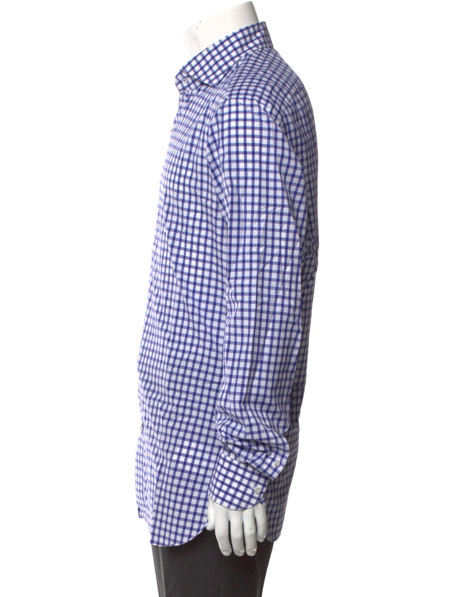 Isaia Plaid Print Long Sleeve Dress Shirt