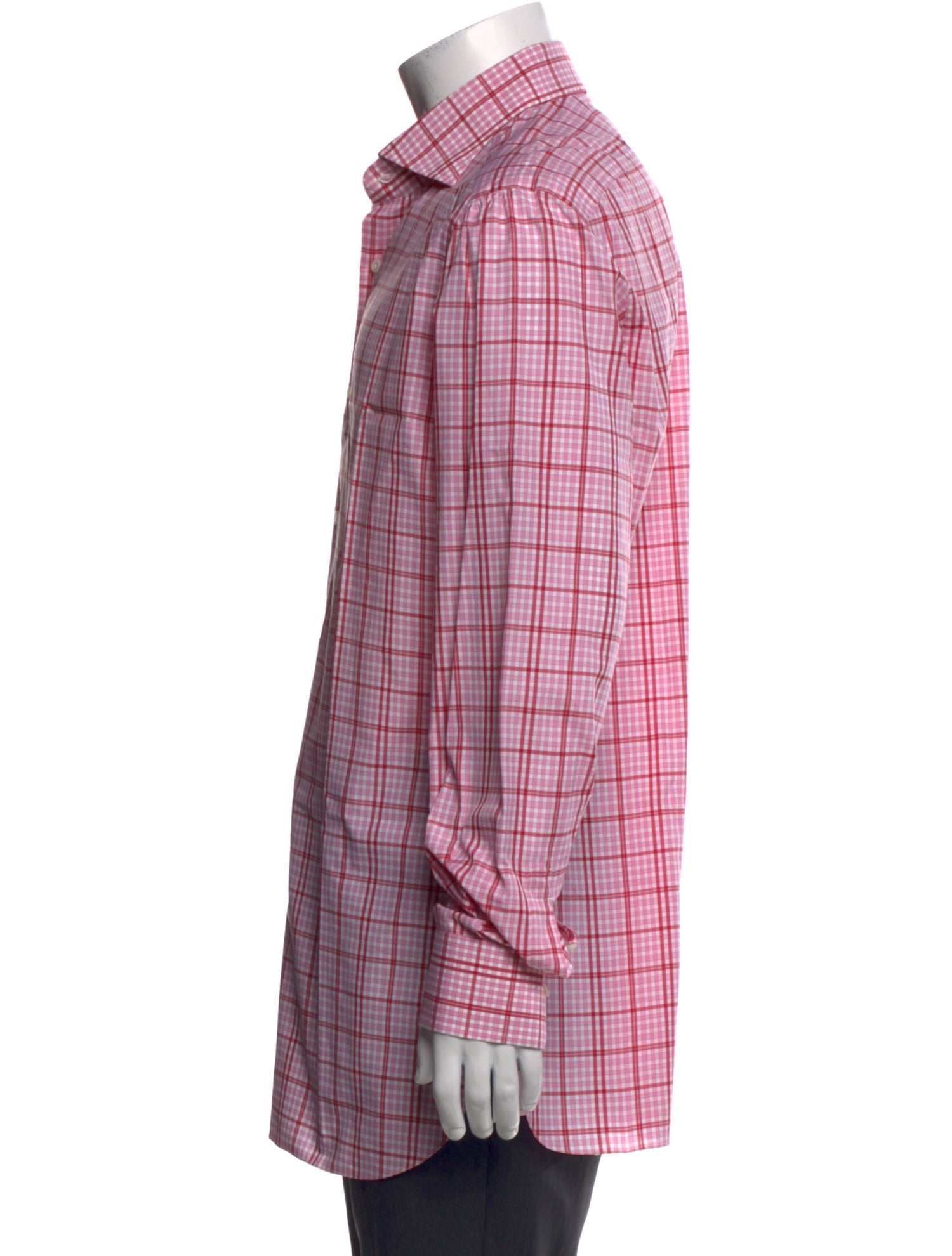 Isaia Plaid Print Long Sleeve Dress Shirt