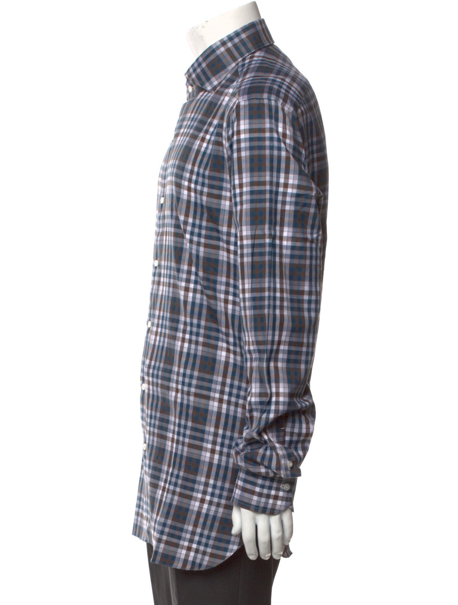 Isaia Plaid Print Long Sleeve Shirt