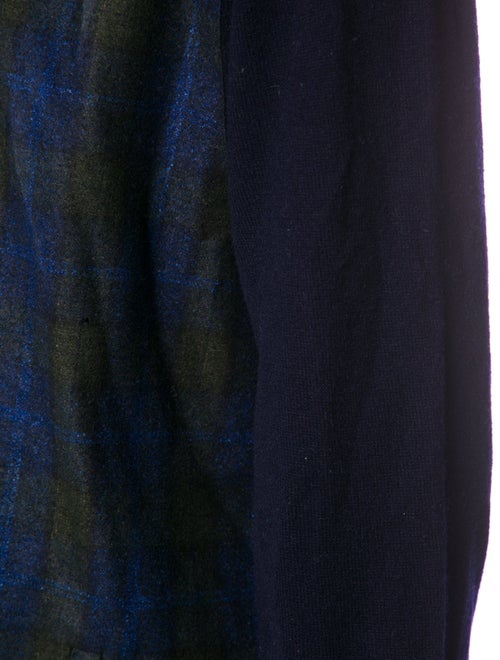 Isaia Cashmere Plaid Print Bomber Jacket