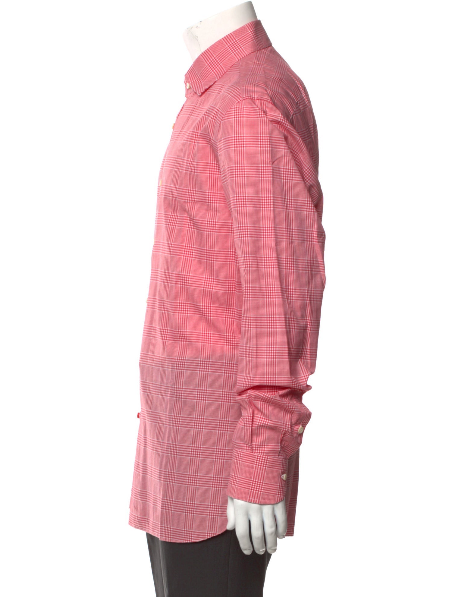 Isaia Plaid Print Long Sleeve Dress Shirt