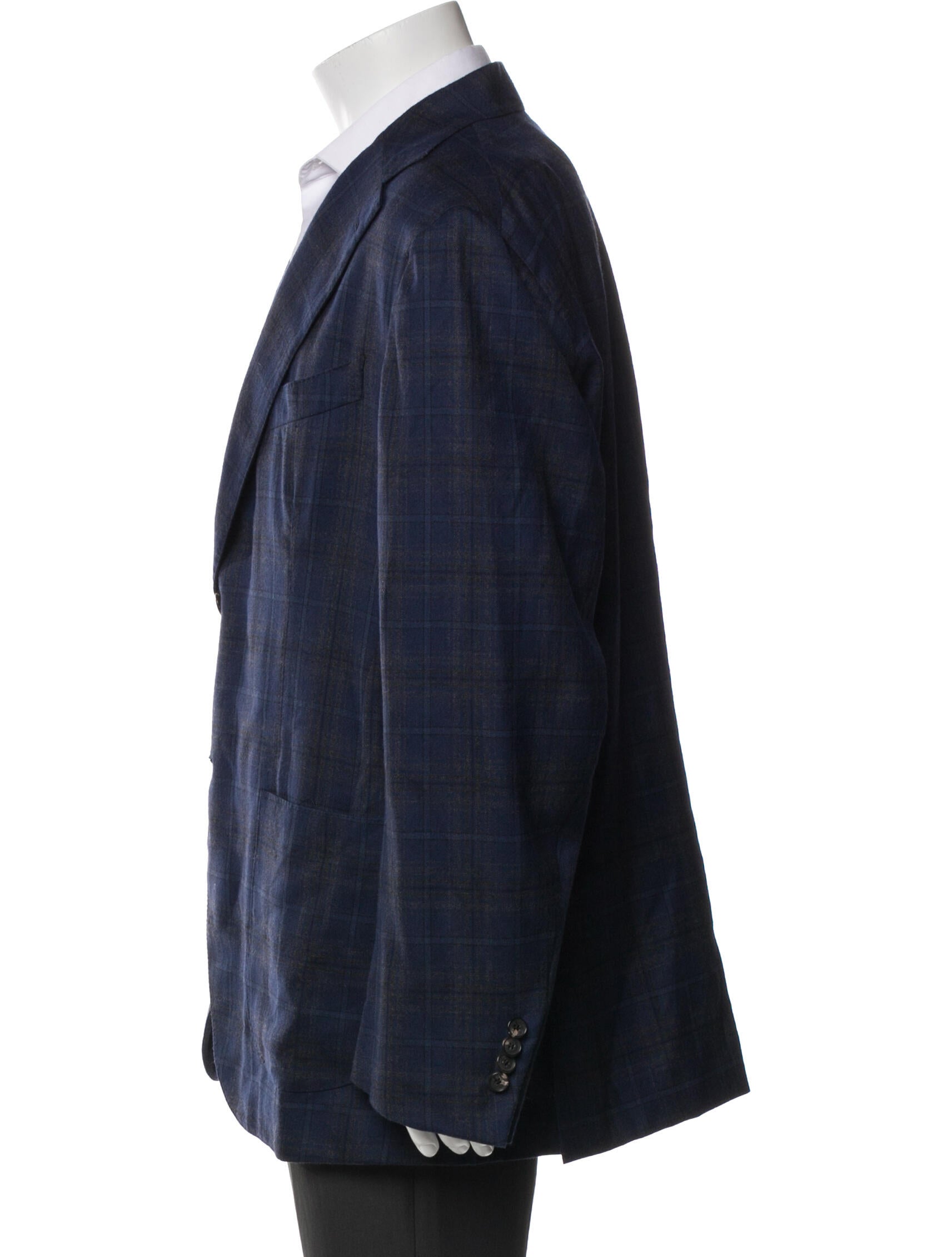 Isaia Cashmere Plaid Print Blazer