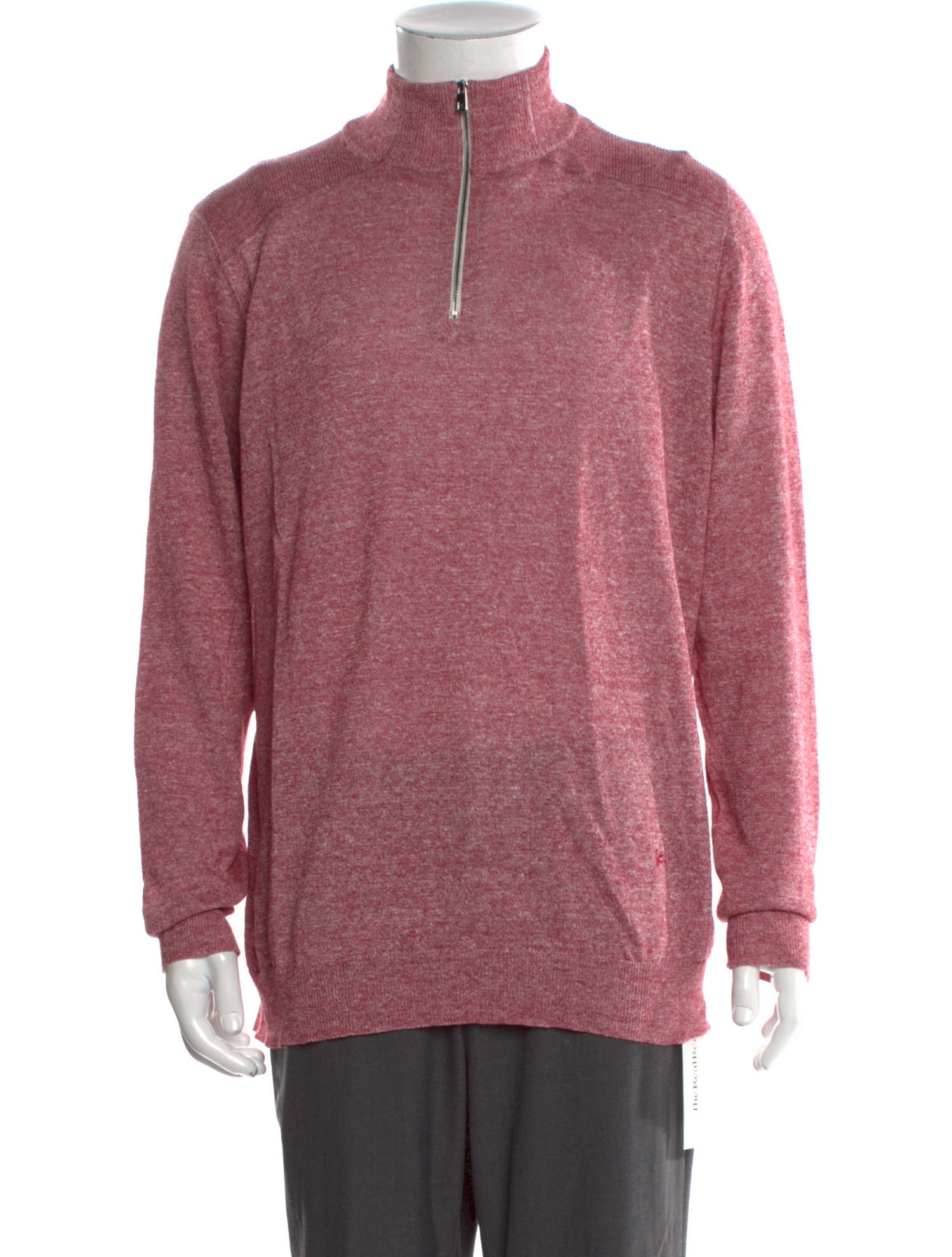 Isaia Linen Mock Neck Polo Sweater