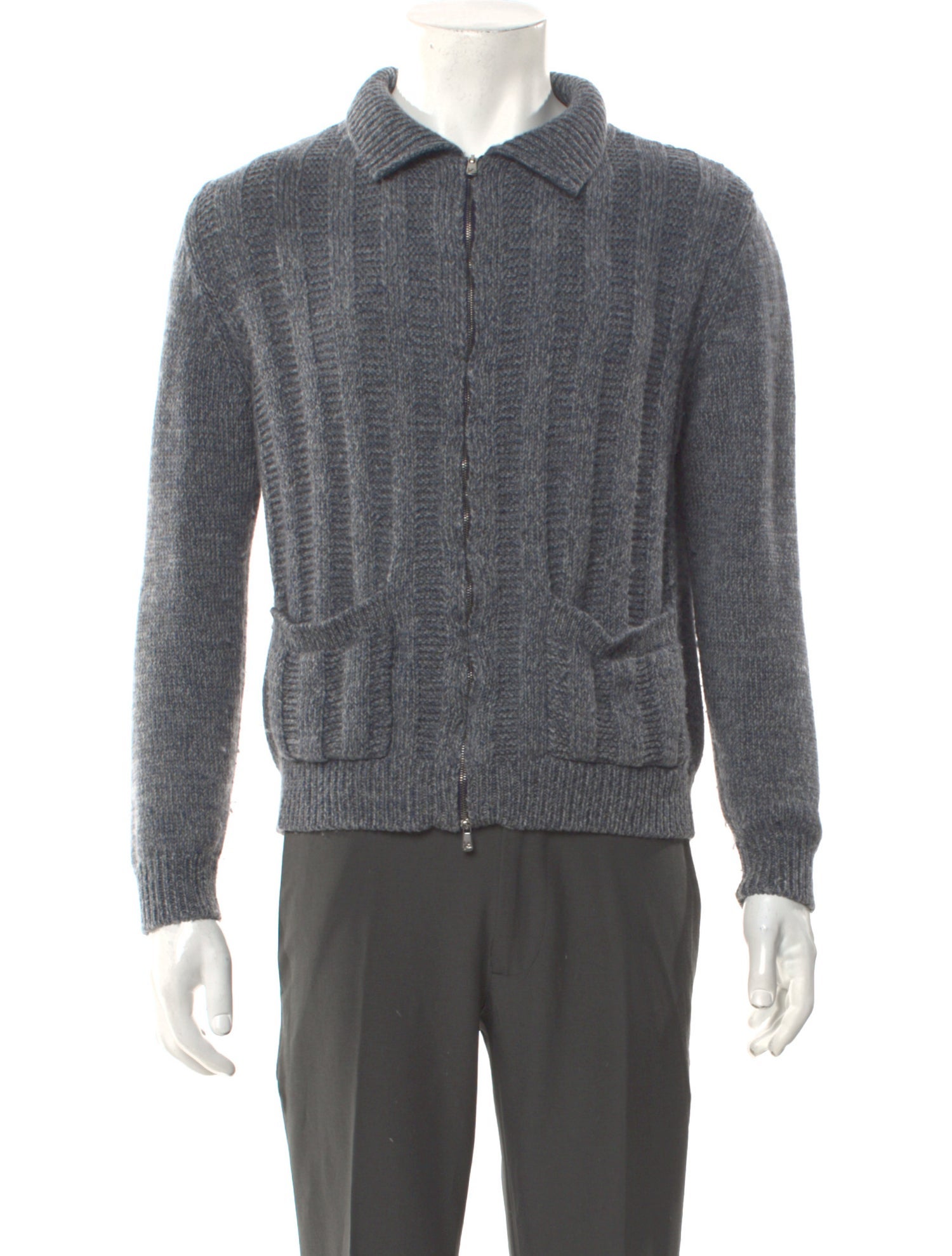 Isaia Merino Wool Collar Cardigan