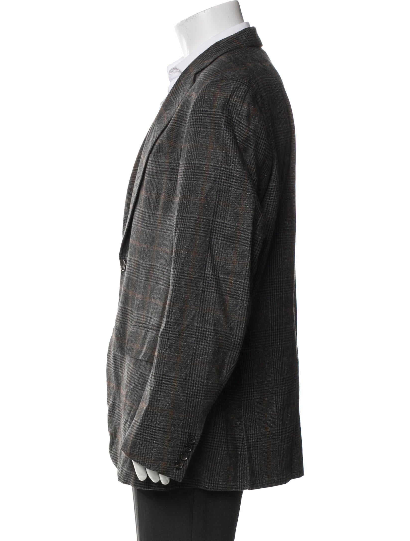Isaia Silk Plaid Print Blazer