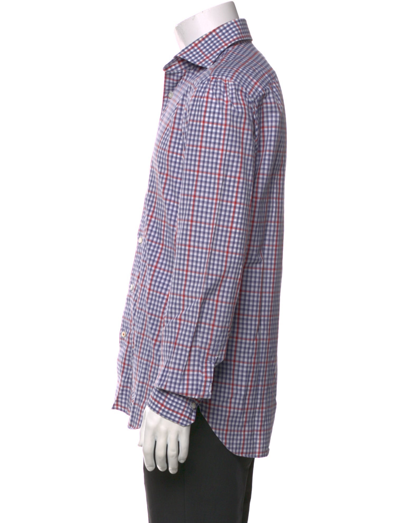 Isaia Plaid Print Long Sleeve Dress Shirt