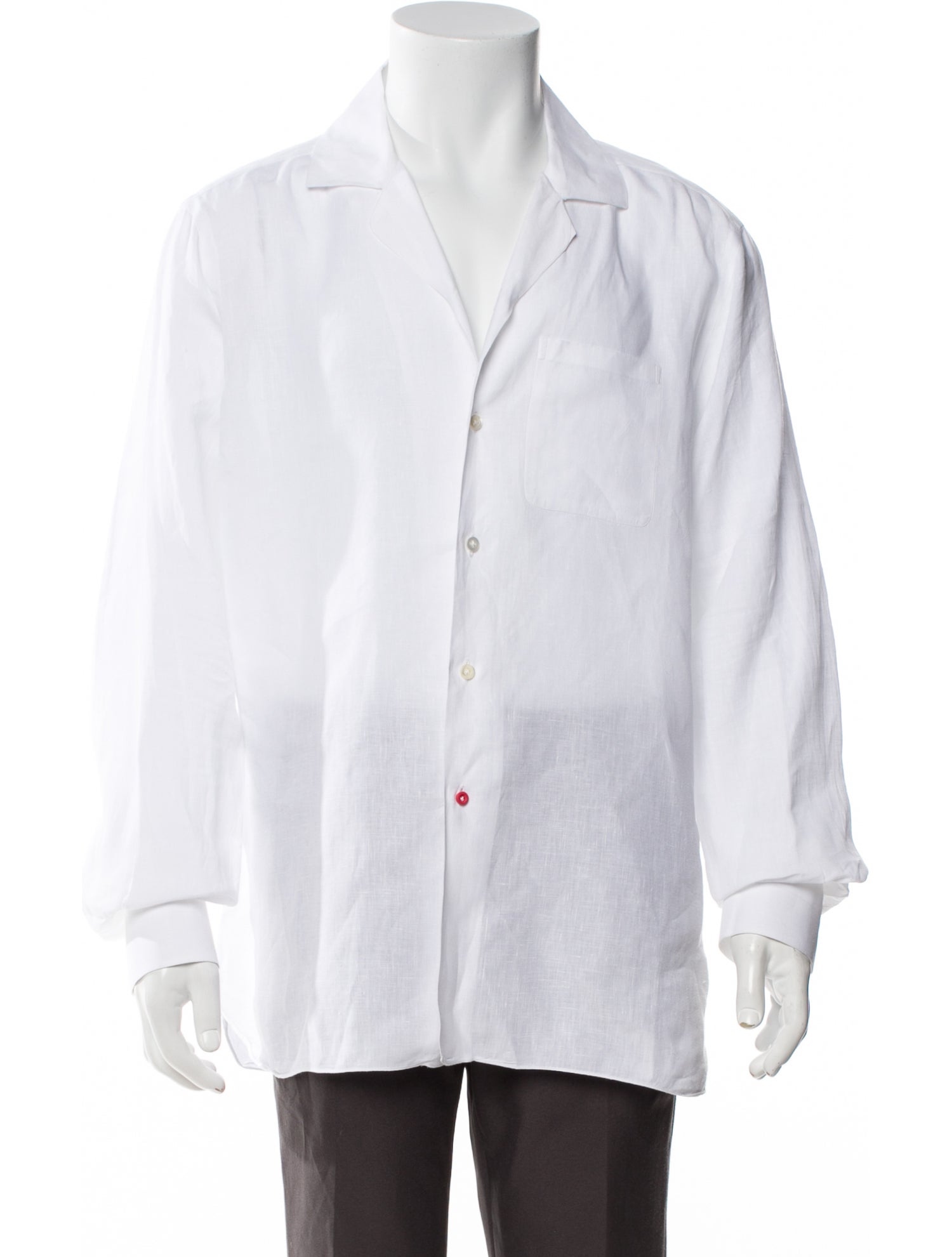 Isaia Linen Long Sleeve Dress Shirt