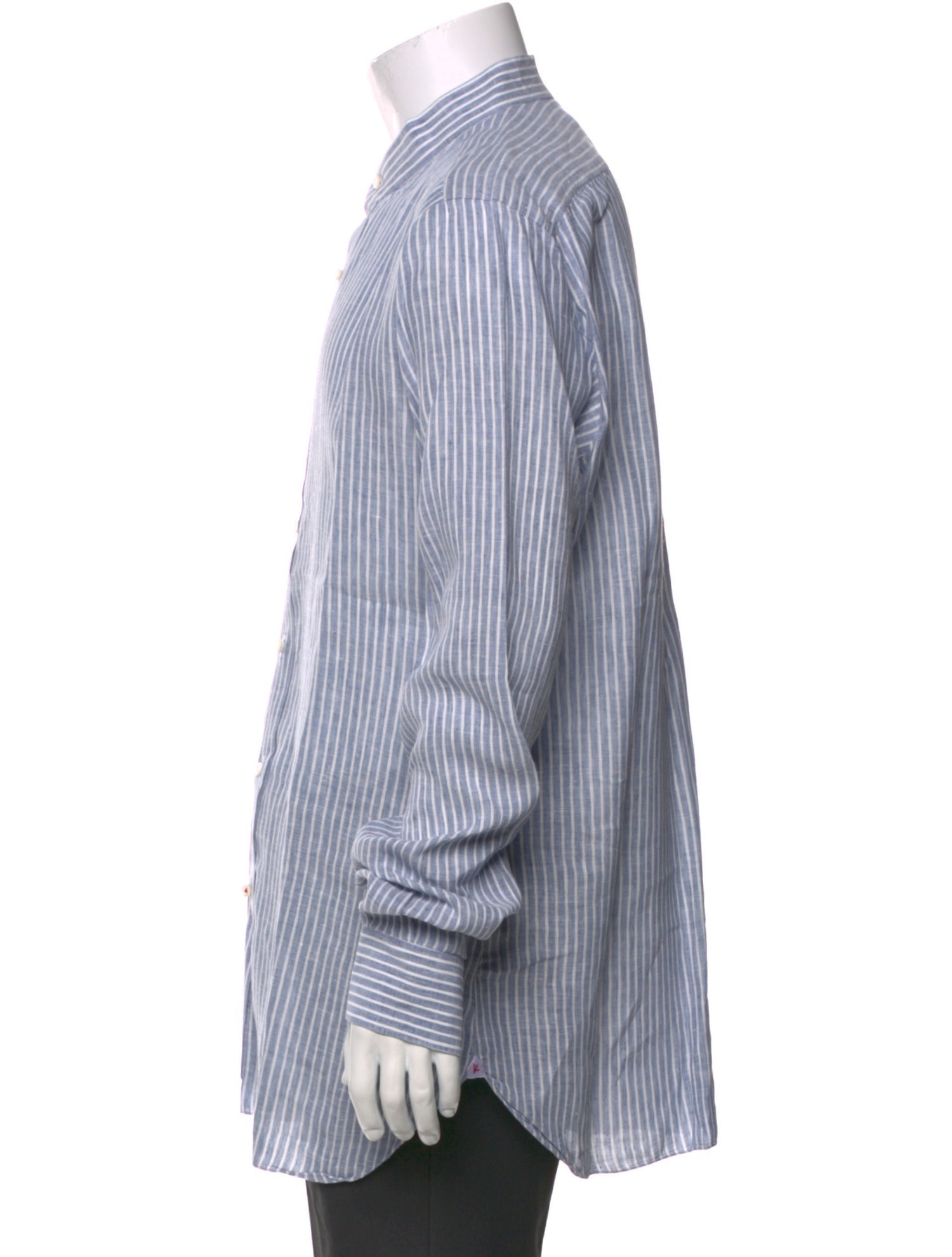 Isaia Linen Striped Dress Shirt