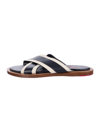 Isaia Leather Striped Slides