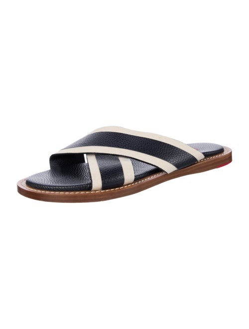 Isaia Leather Striped Slides