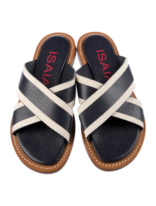Isaia Leather Striped Slides