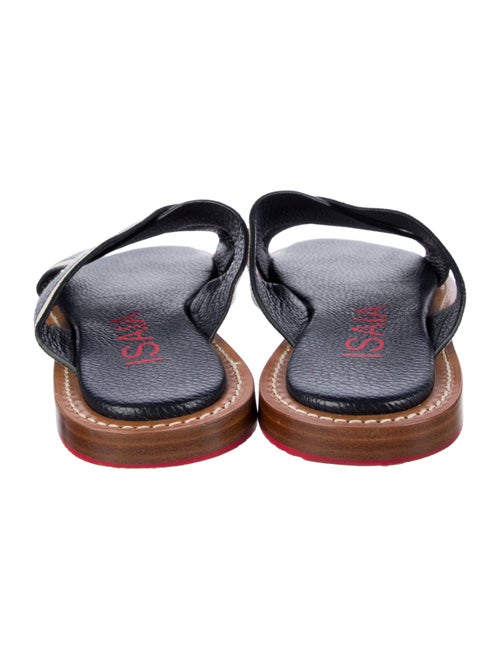 Isaia Leather Striped Slides