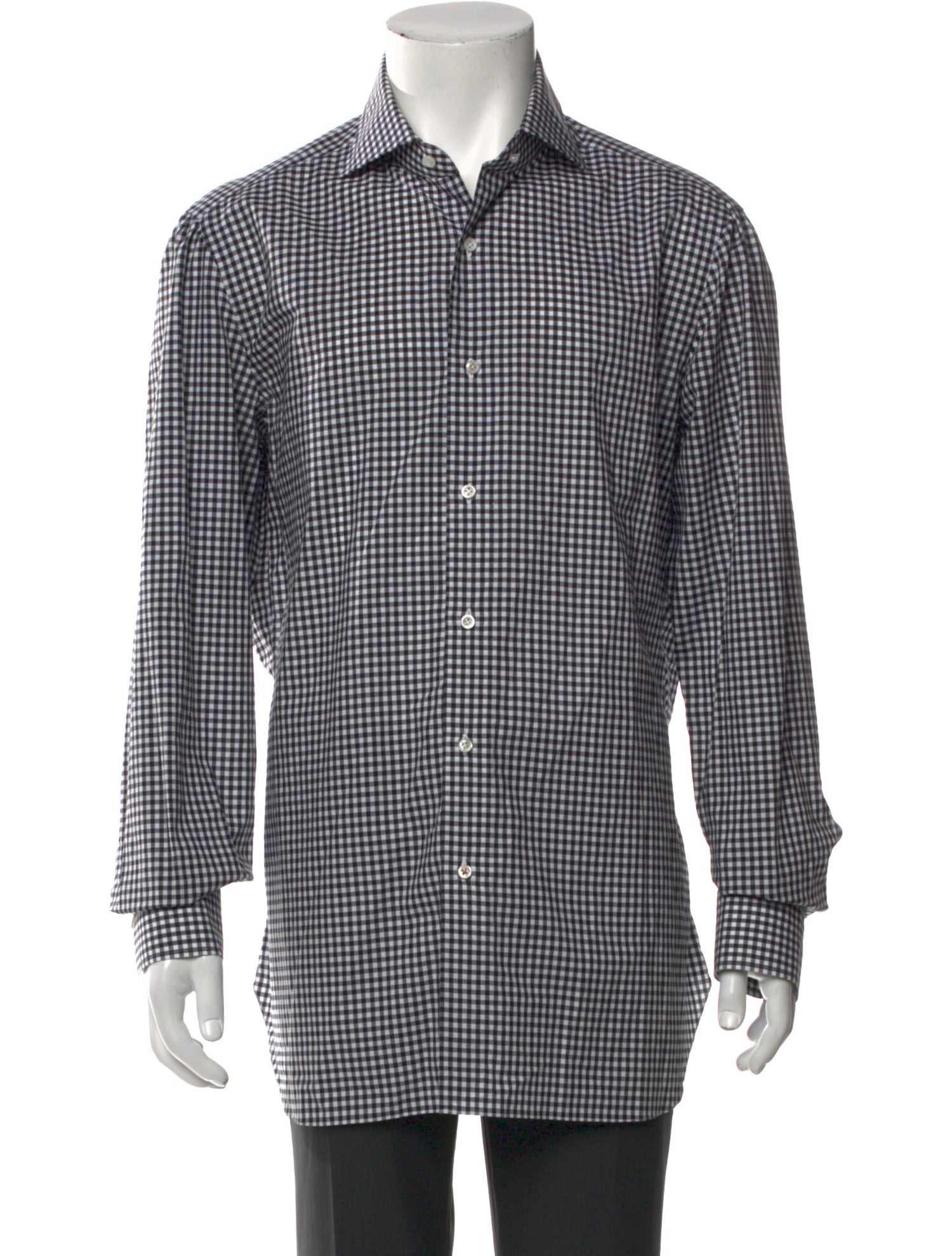 Isaia Plaid Print Long Sleeve Dress Shirt