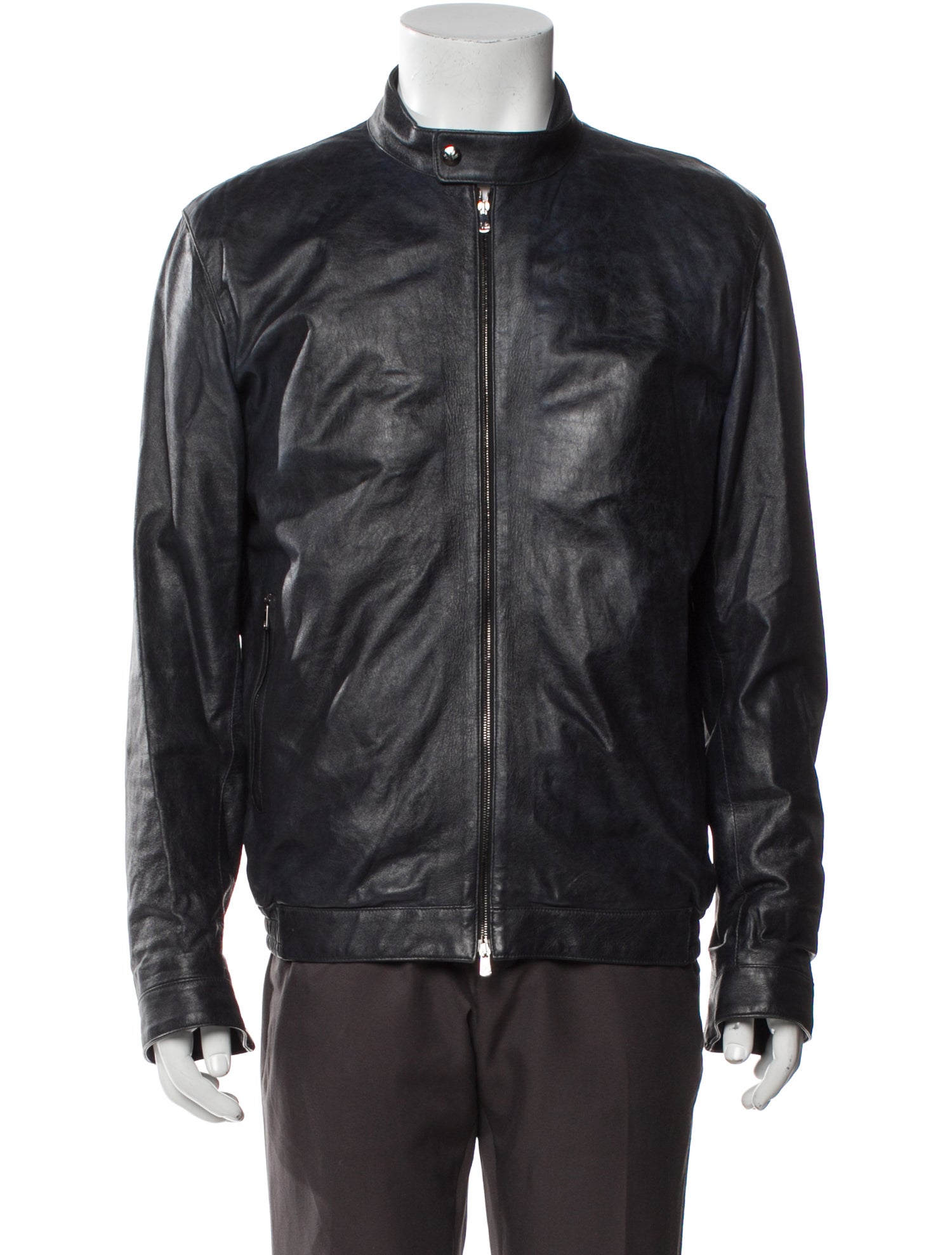 Isaia Leather Moto Jacket