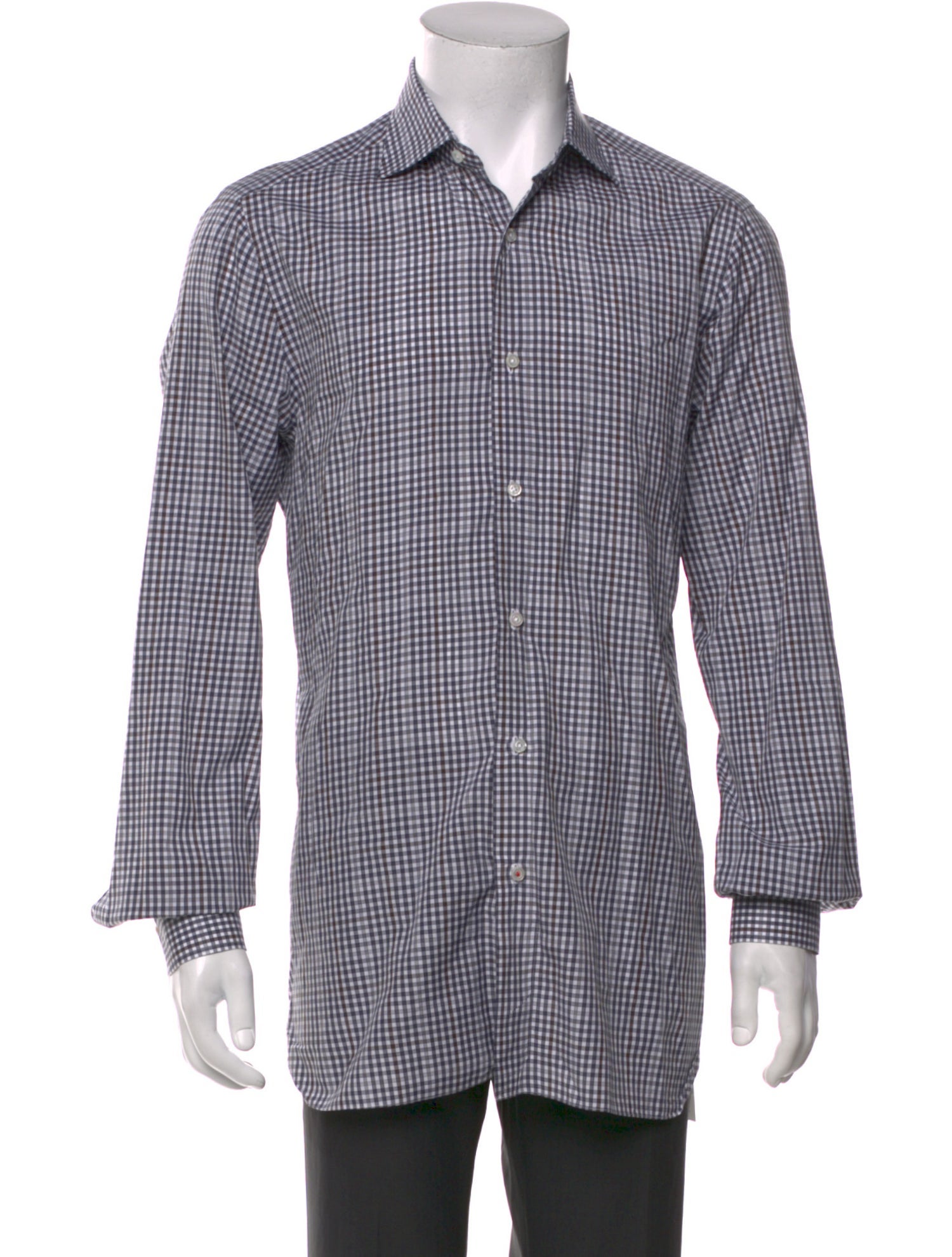 Isaia Plaid Print Long Sleeve Dress Shirt