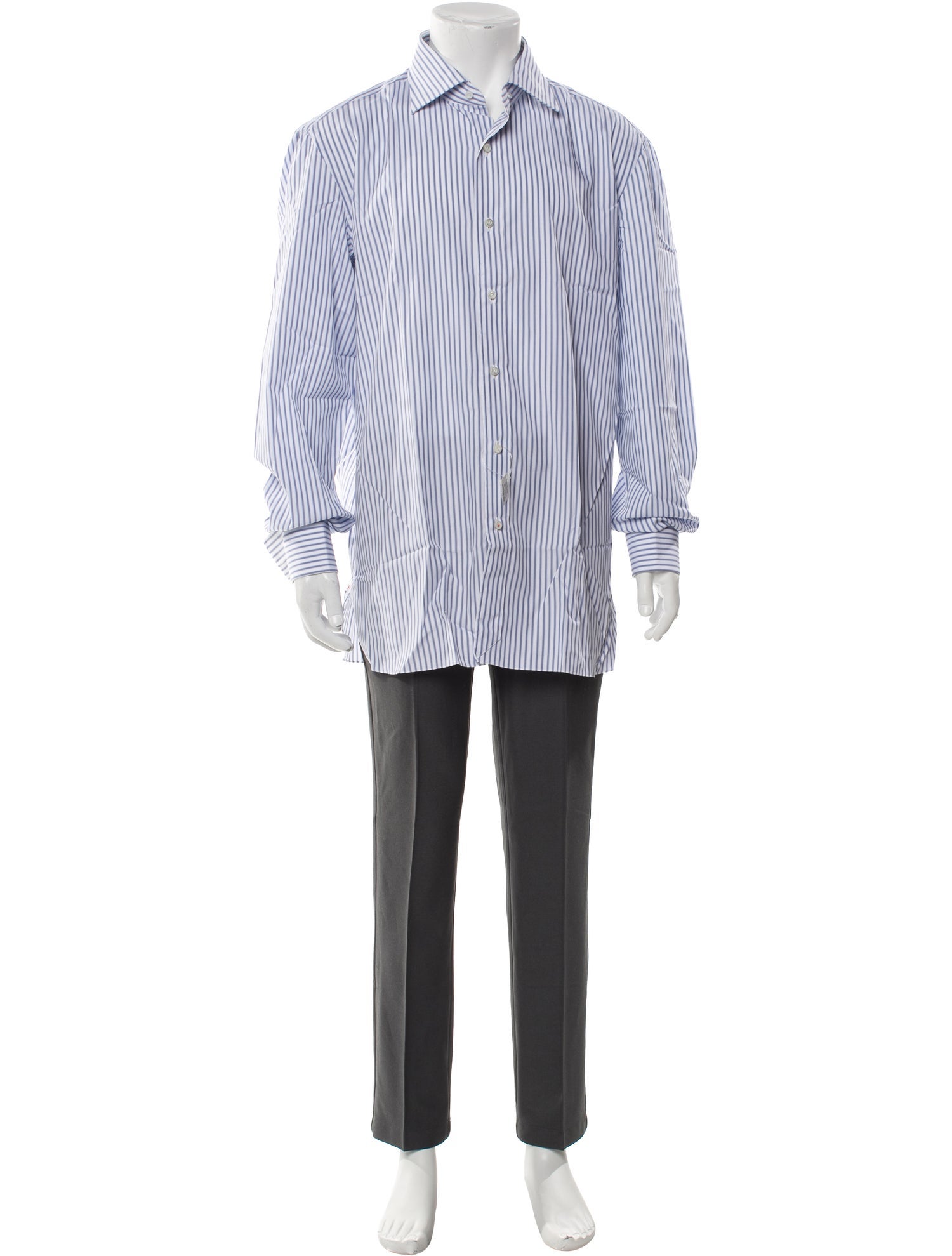 Isaia Striped Long Sleeve Dress Shirt