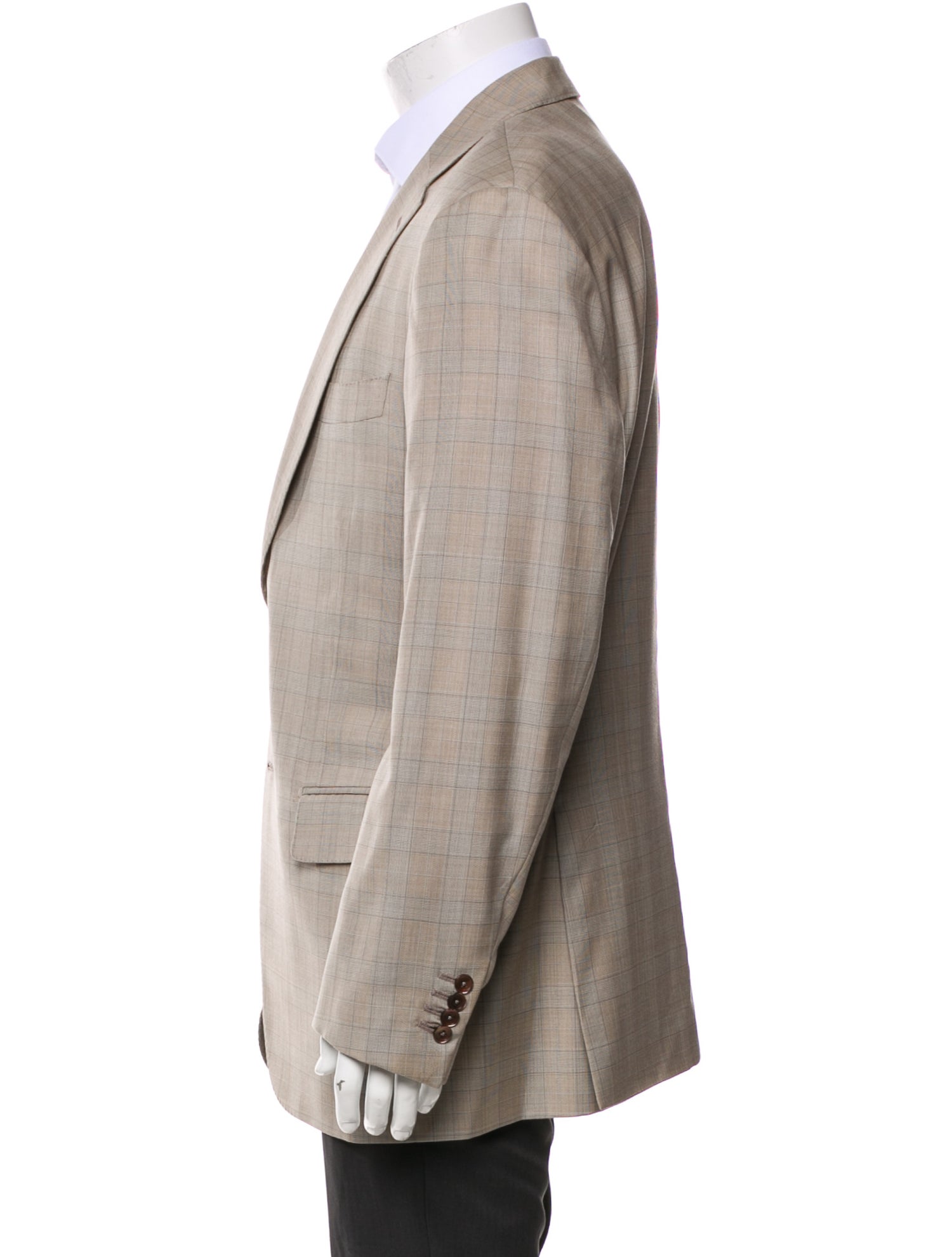 Isaia Wool Plaid Print Blazer