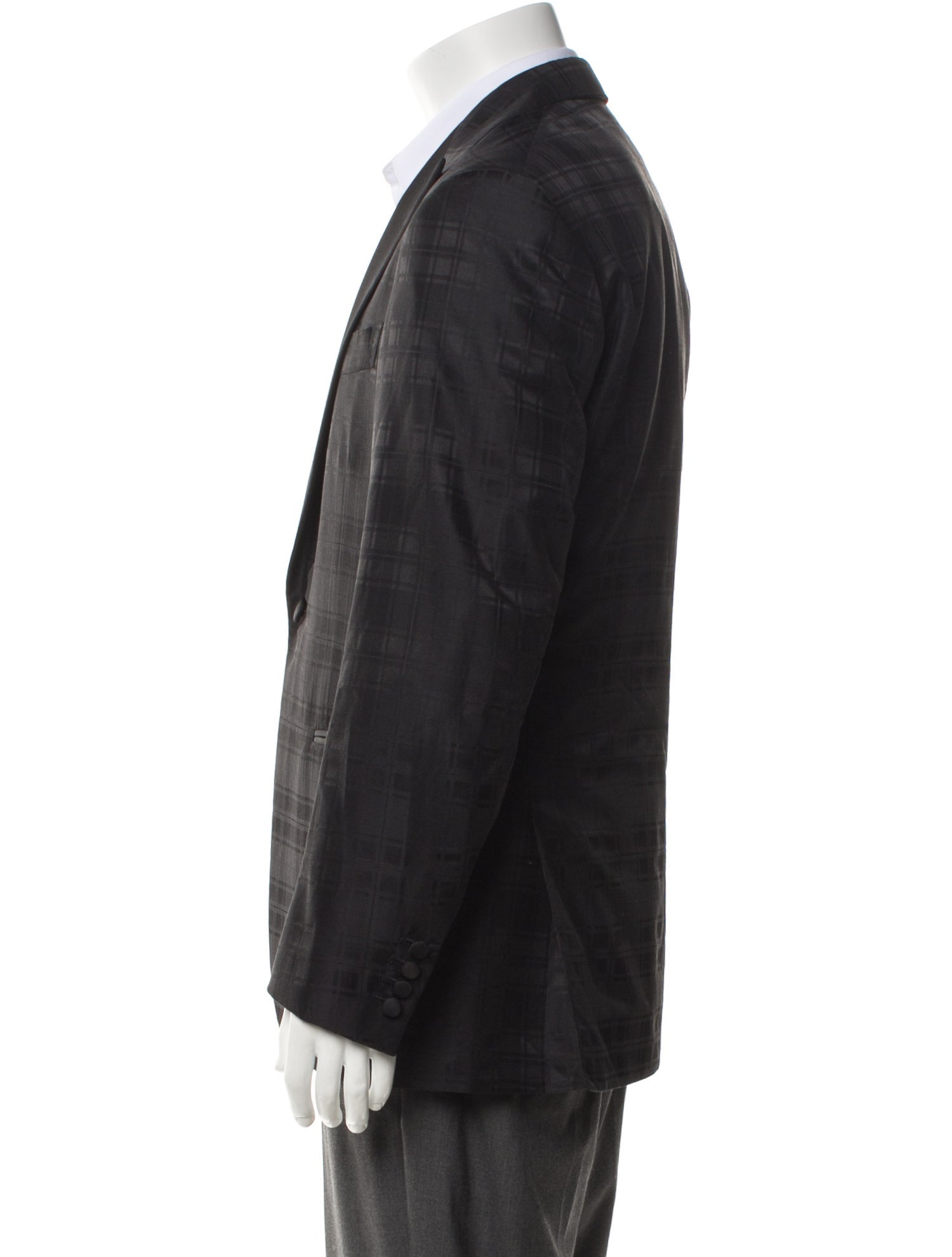 Isaia Wool Plaid Print Blazer