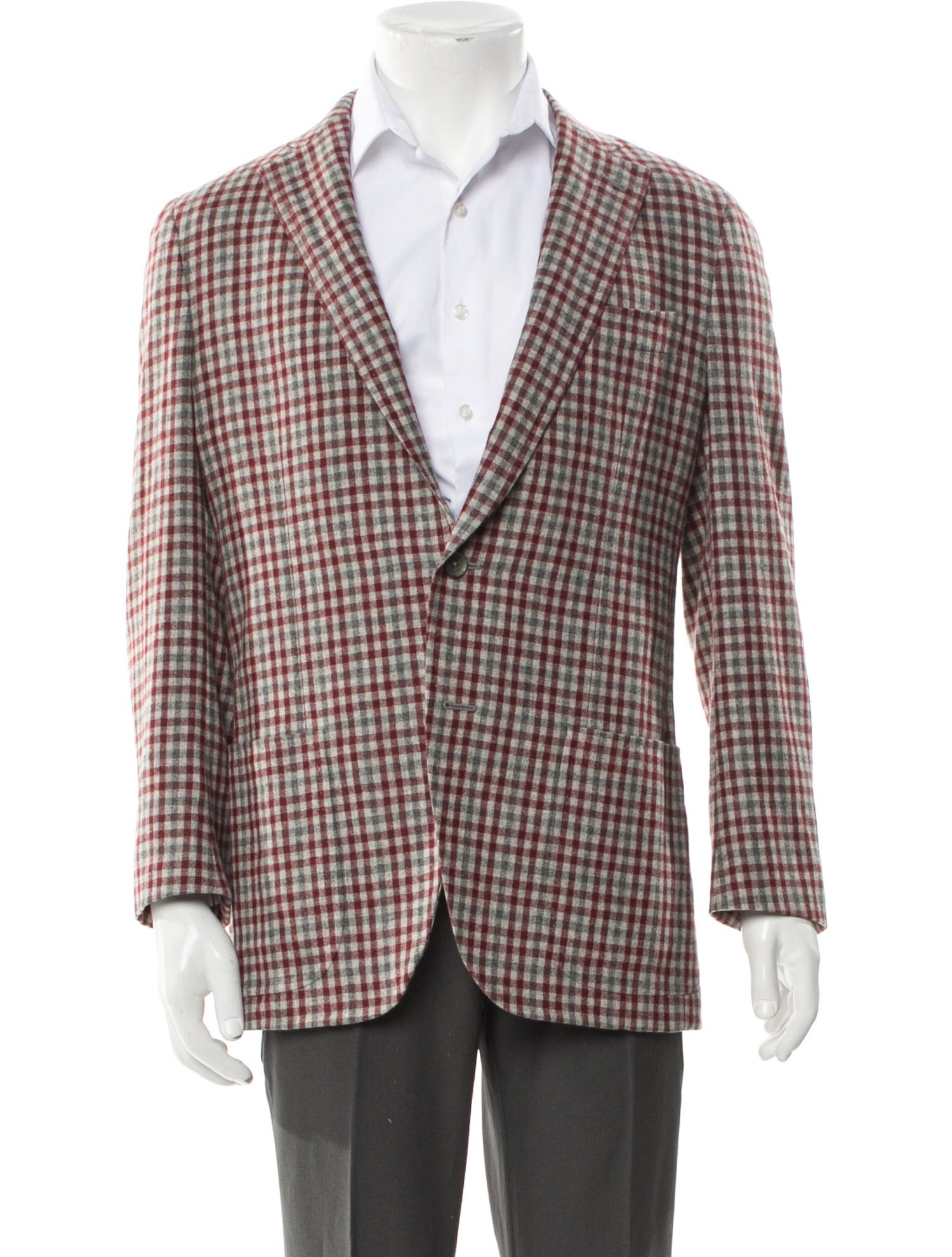 Isaia Wool Plaid Print Blazer