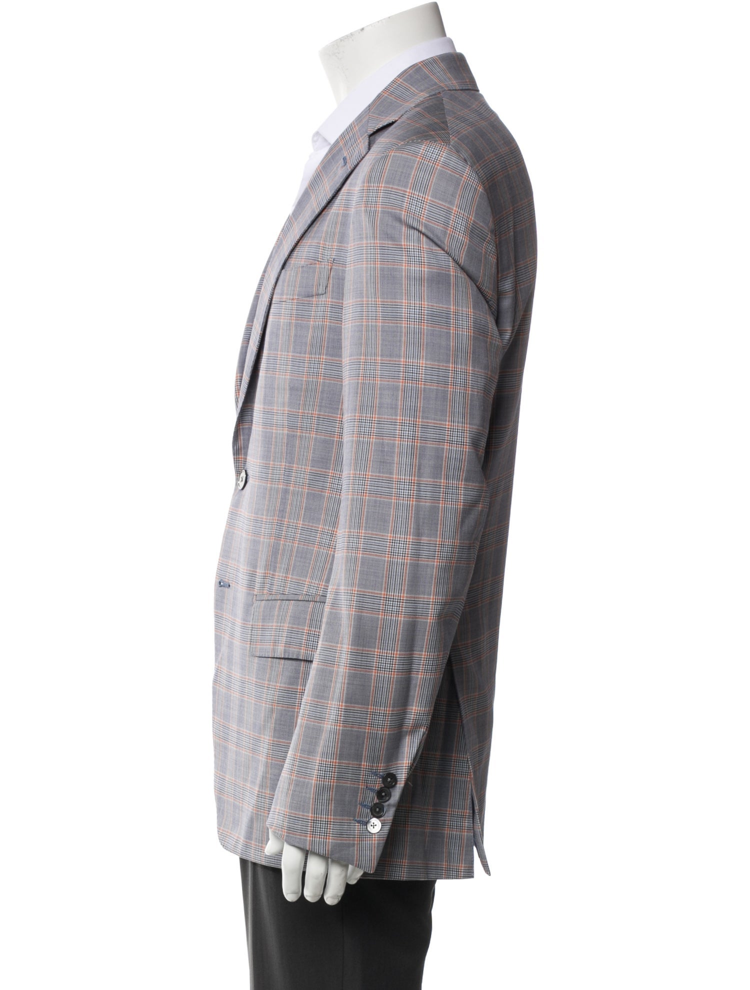 Isaia Wool Plaid Print Blazer