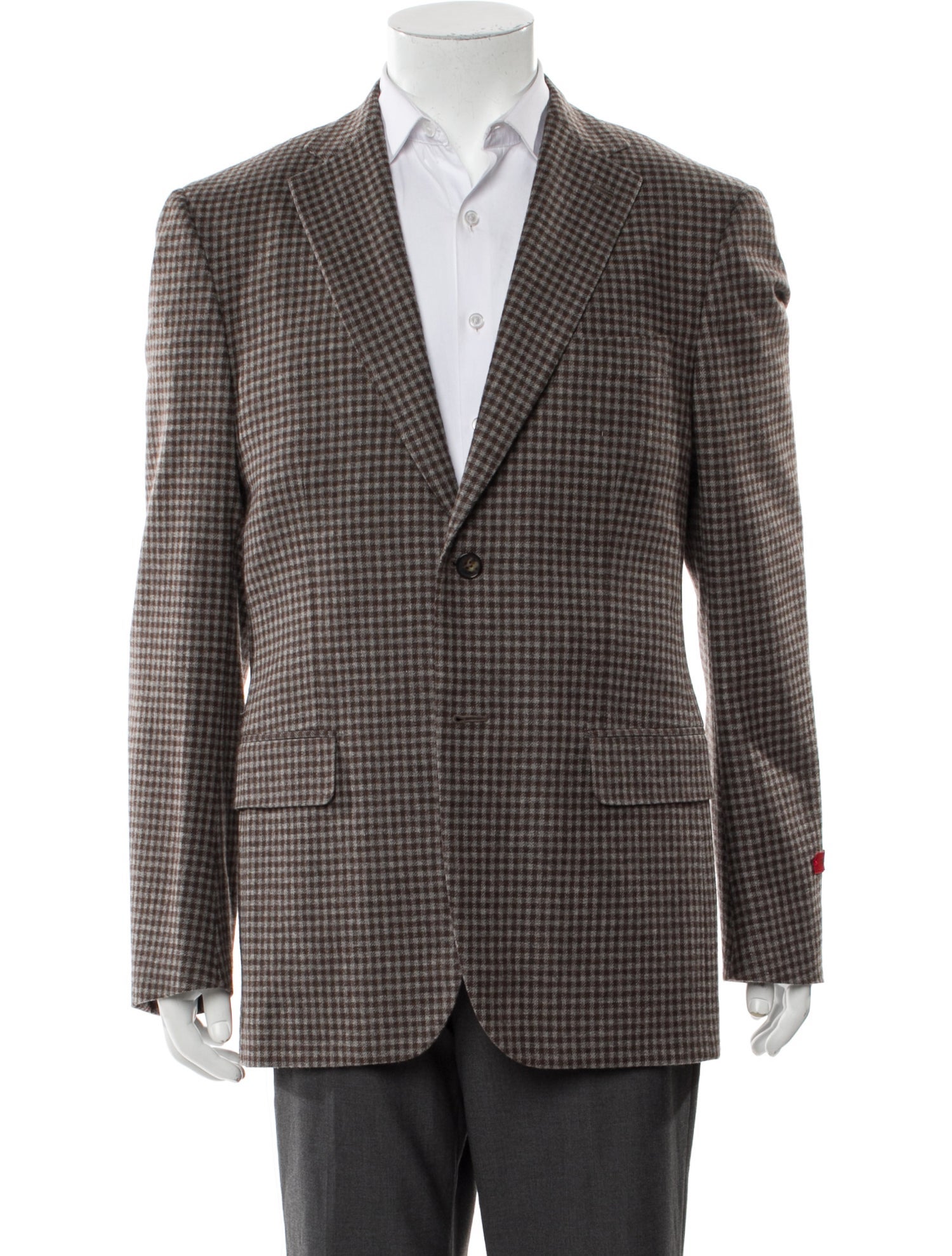 Isaia Wool Plaid Print Blazer w/ Tags