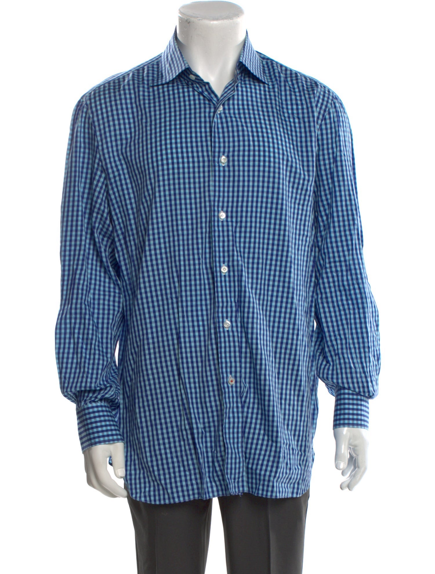 Isaia Plaid Print Long Sleeve Dress Shirt