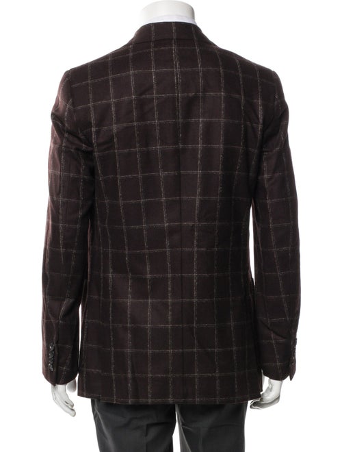 Isaia Wool Plaid Print Blazer