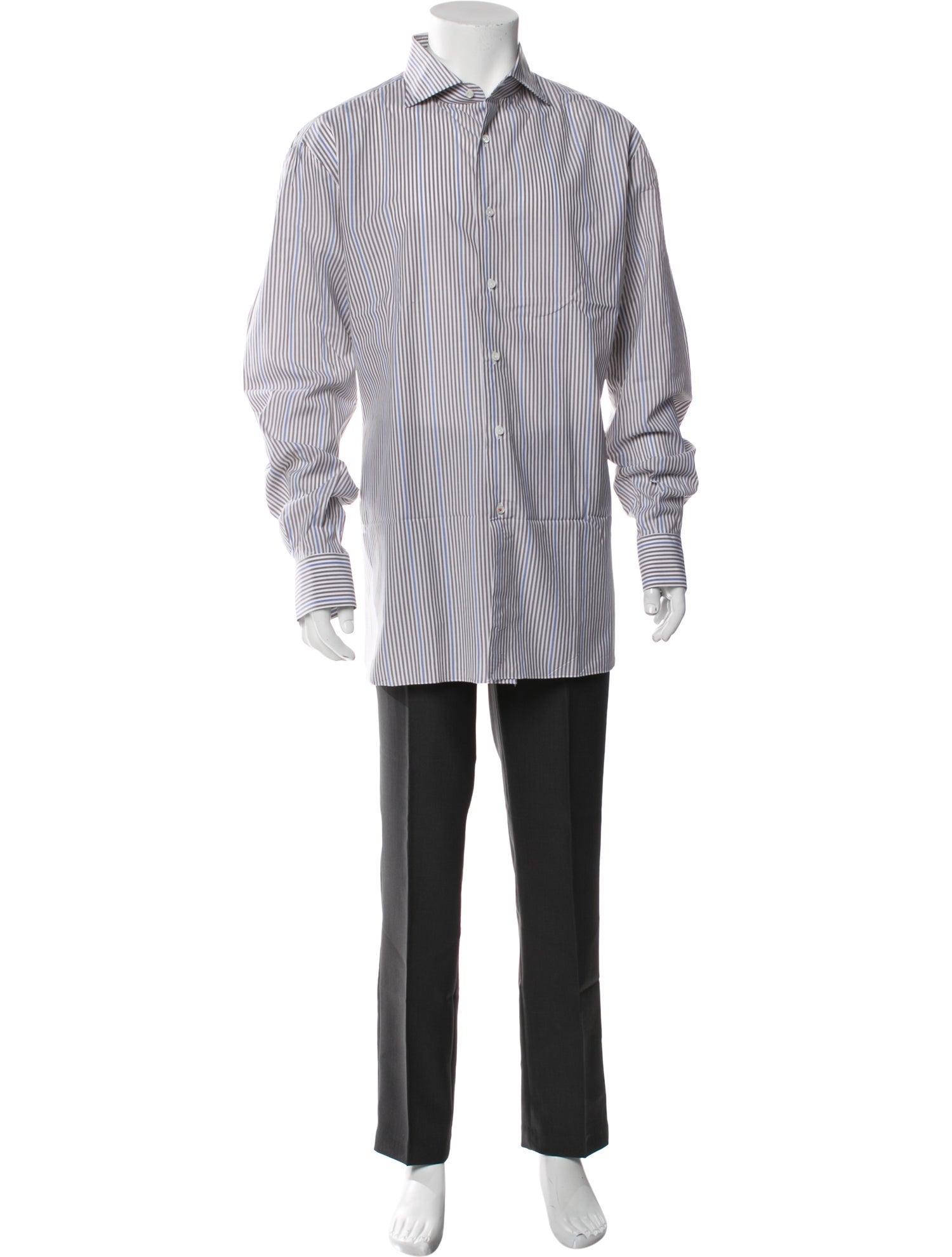 Isaia Striped Long Sleeve Dress Shirt