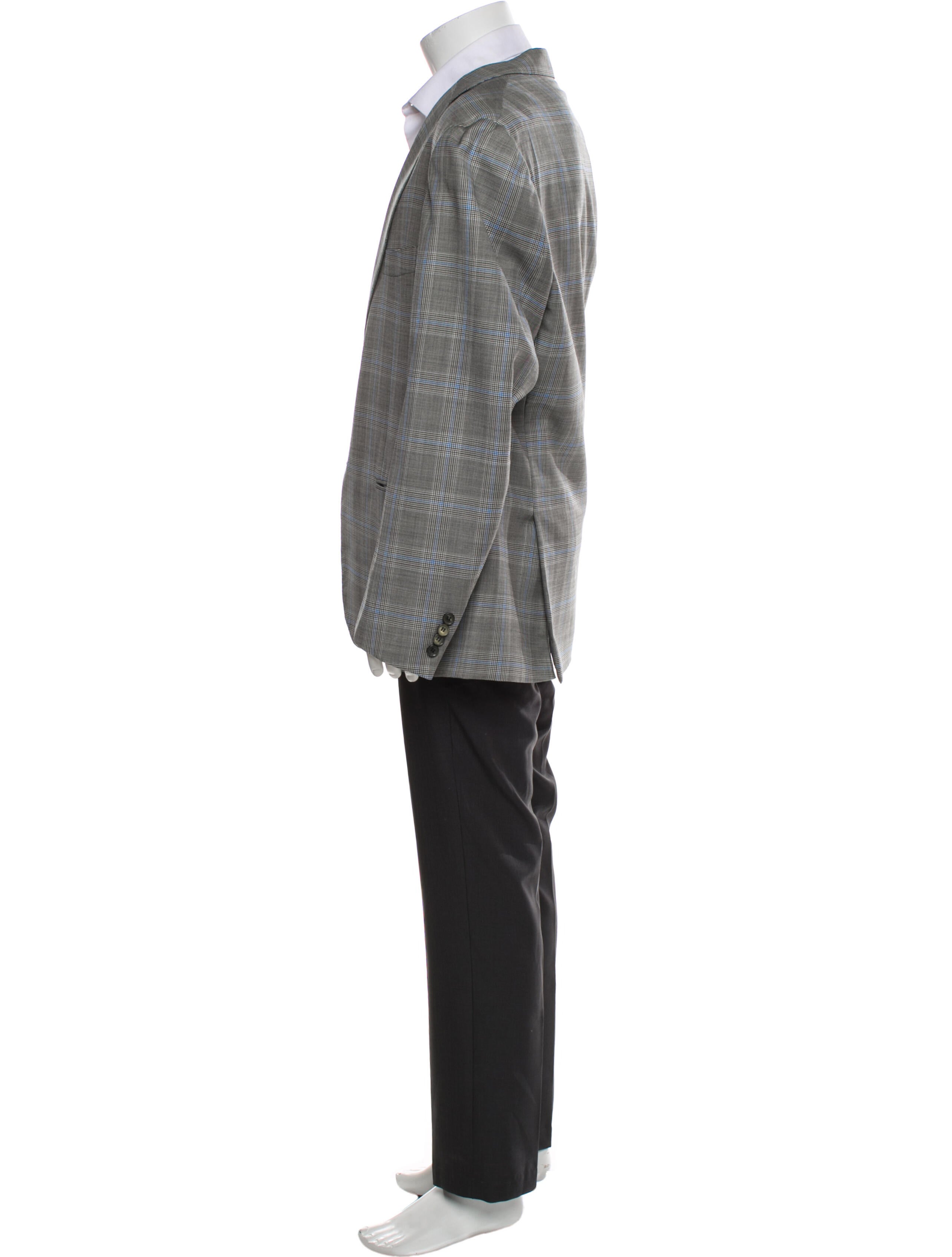 Isaia Wool Plaid Print Blazer