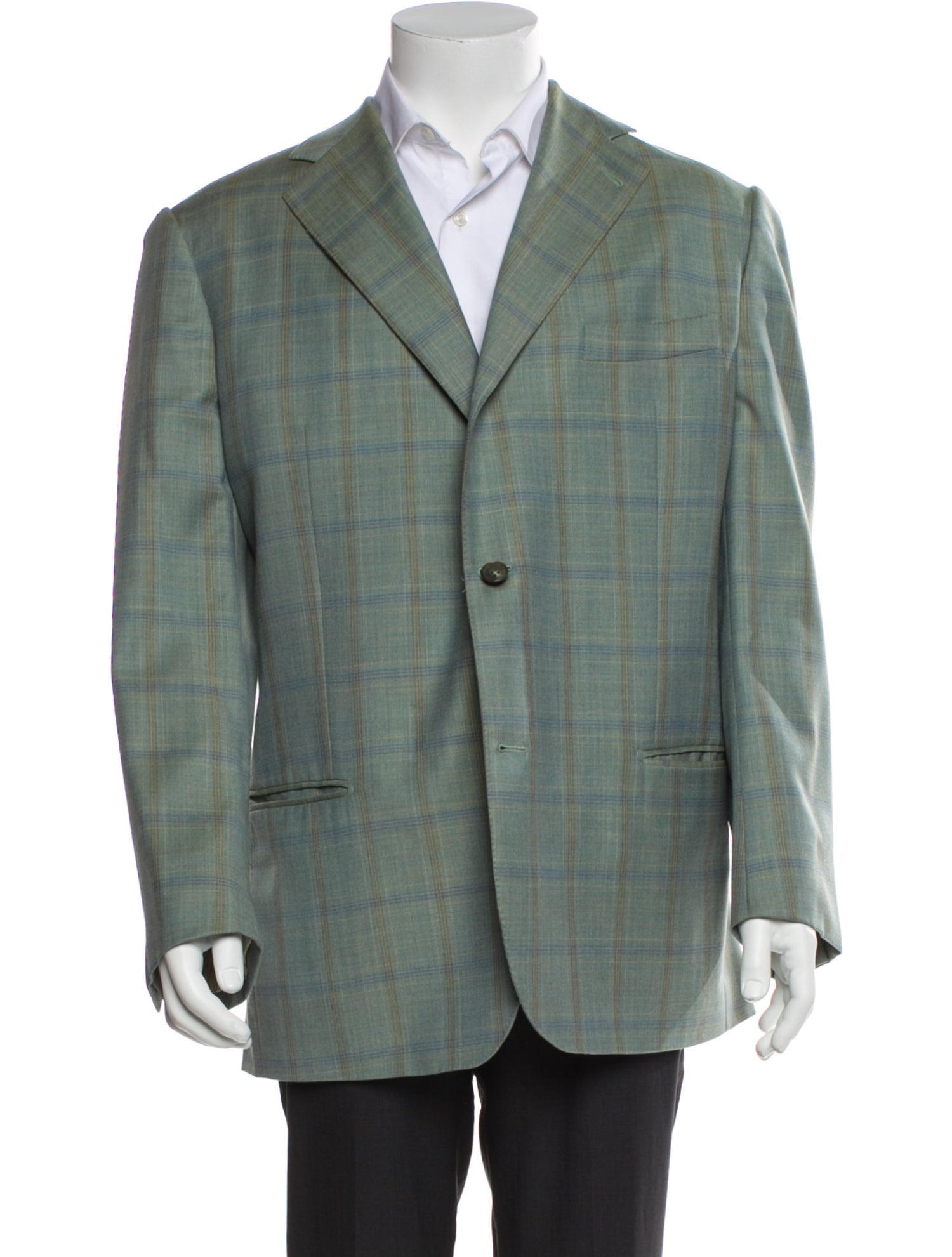 Isaia Wool Plaid Print Blazer