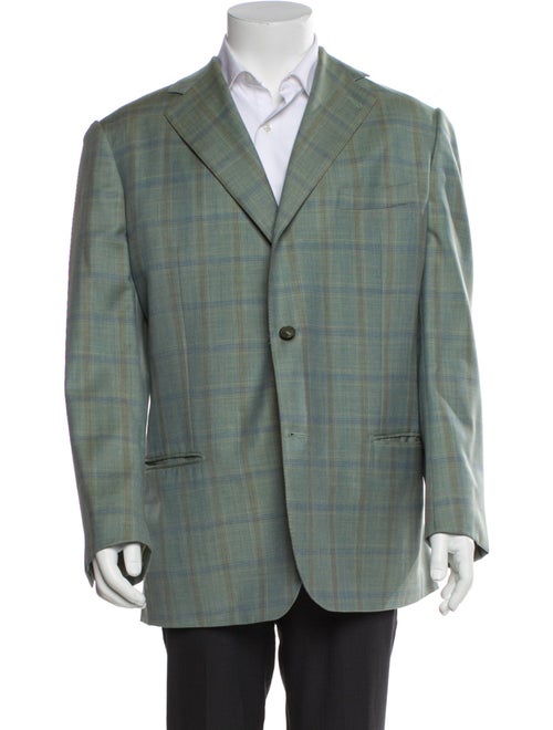 Isaia Wool Plaid Print Blazer