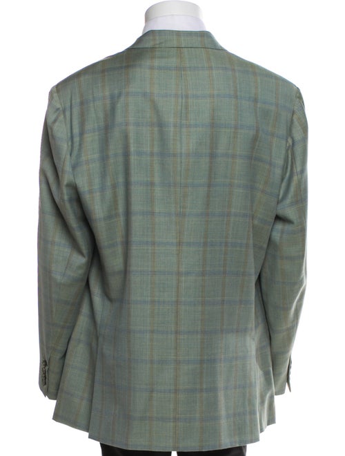 Isaia Wool Plaid Print Blazer