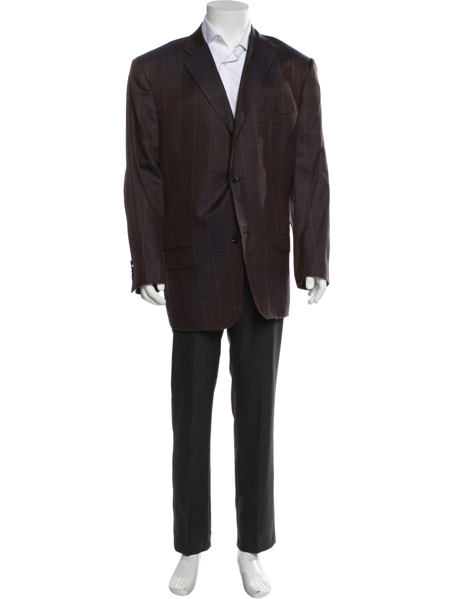 Isaia Silk Plaid Print Blazer