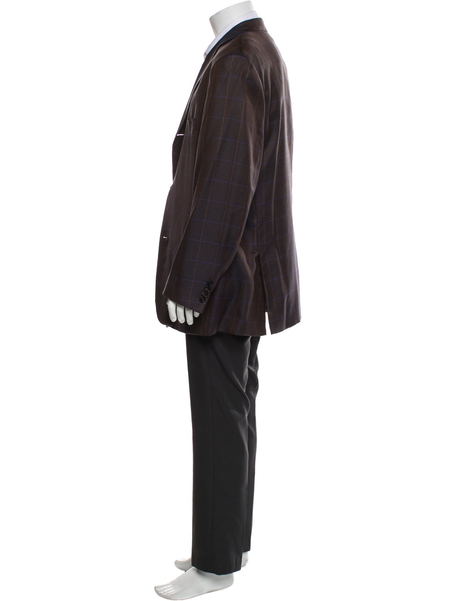 Isaia Silk Plaid Print Blazer