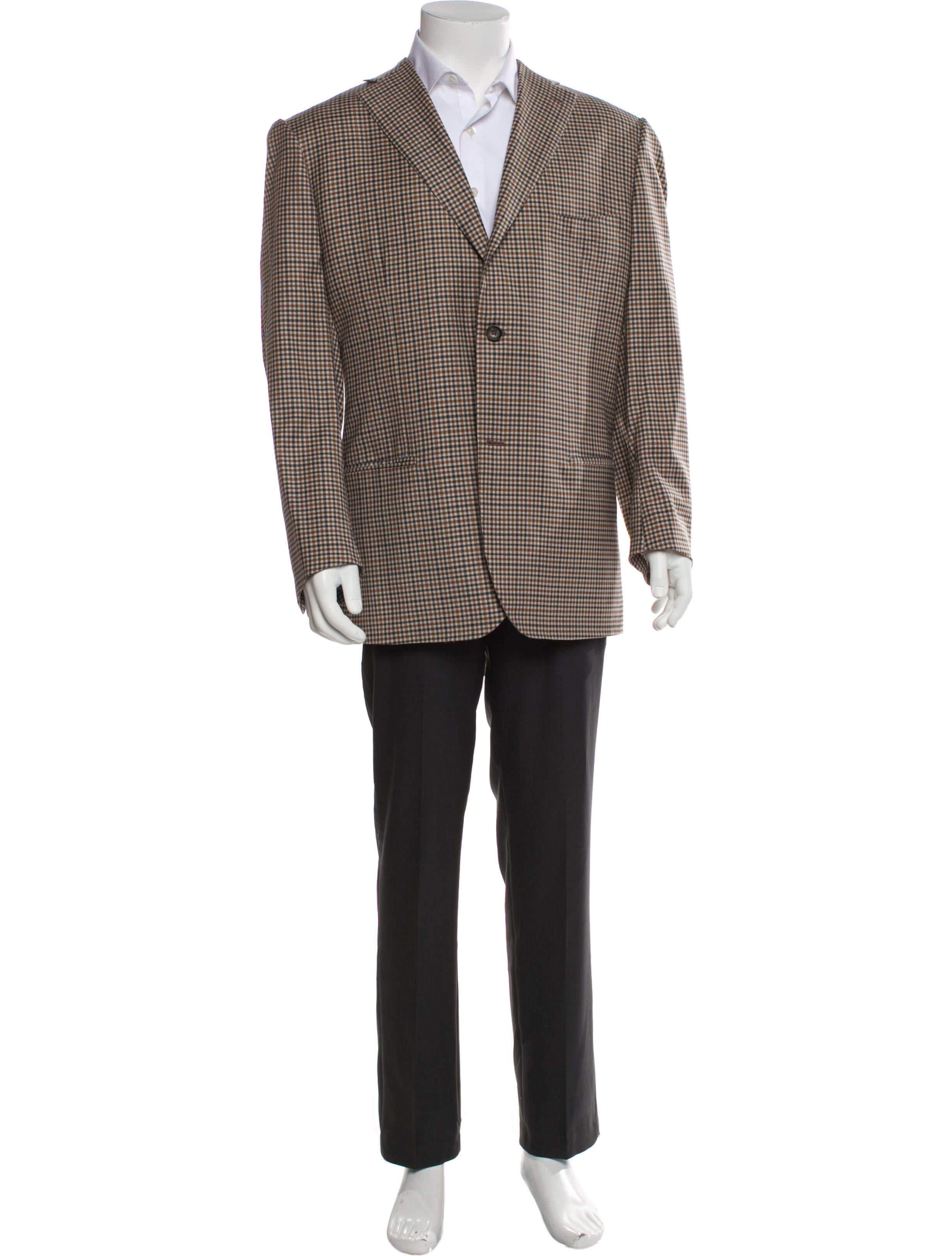 Isaia Wool Plaid Print Blazer